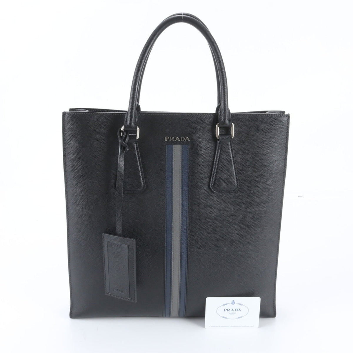 Prada Black Leather Shoulder Bag Tote Bag (Pre-Owned)