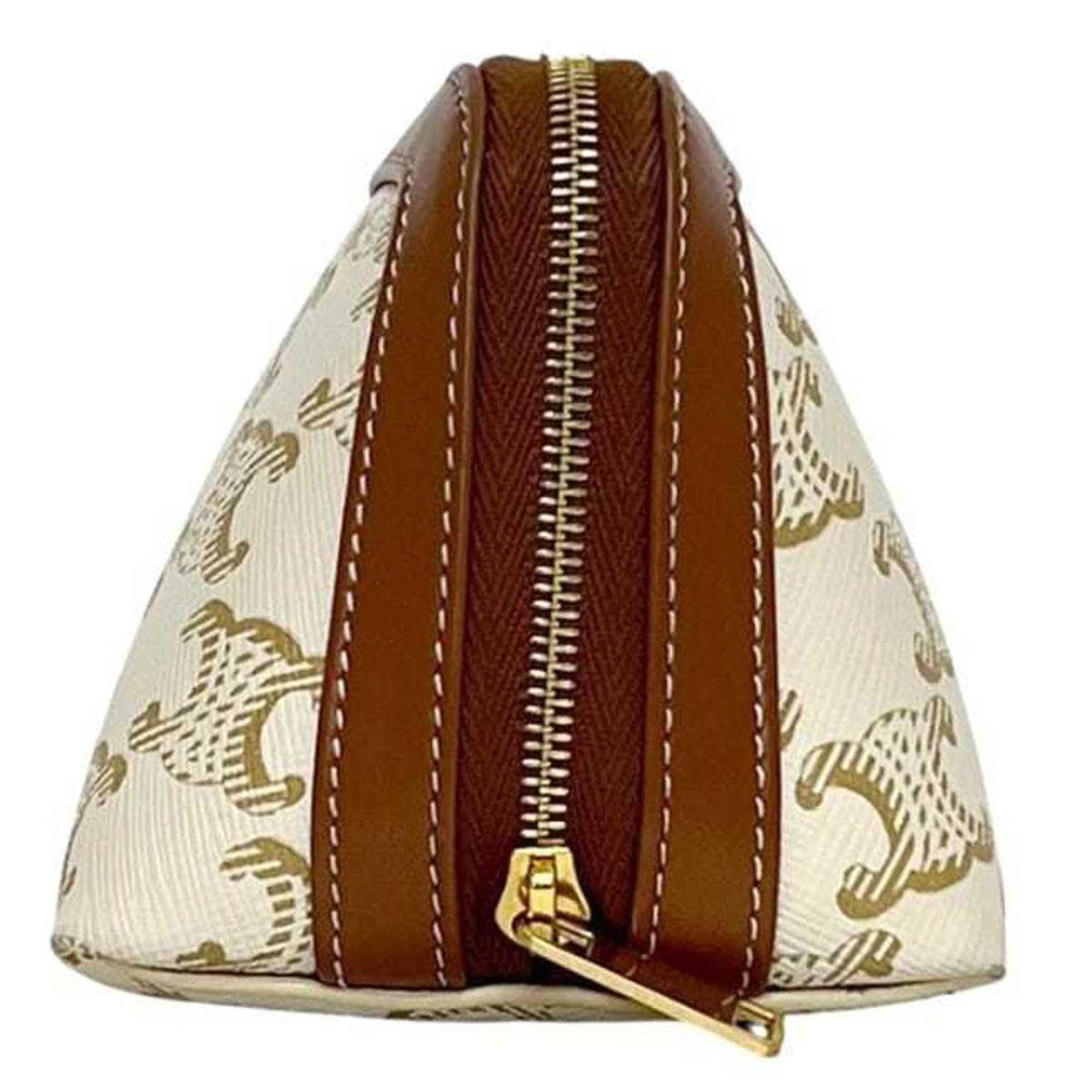 Celine Brown White Pvc Leather Pouch (Pre-Owned)
