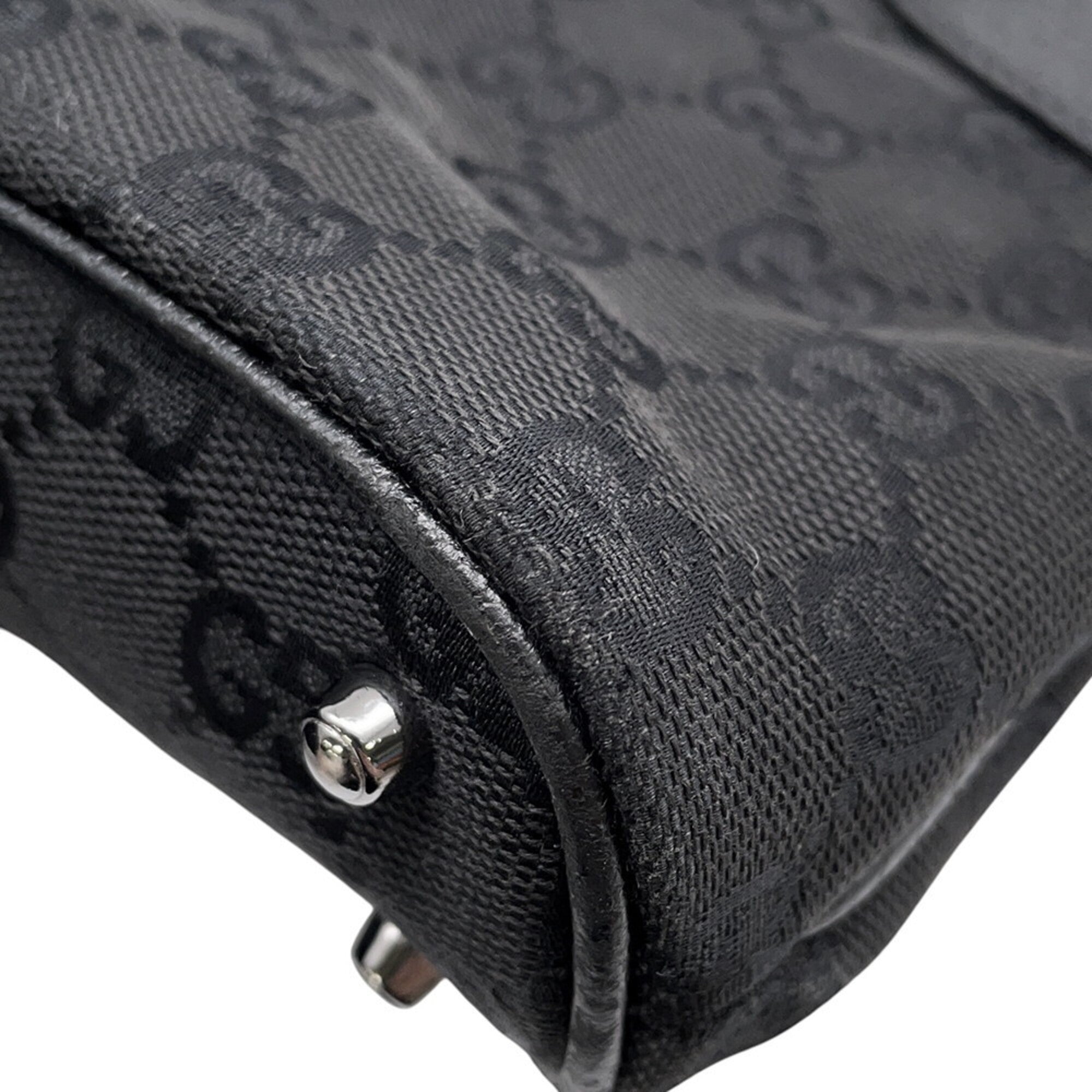 Gucci Black Canvas Leather Tote Bag (Pre-Owned)