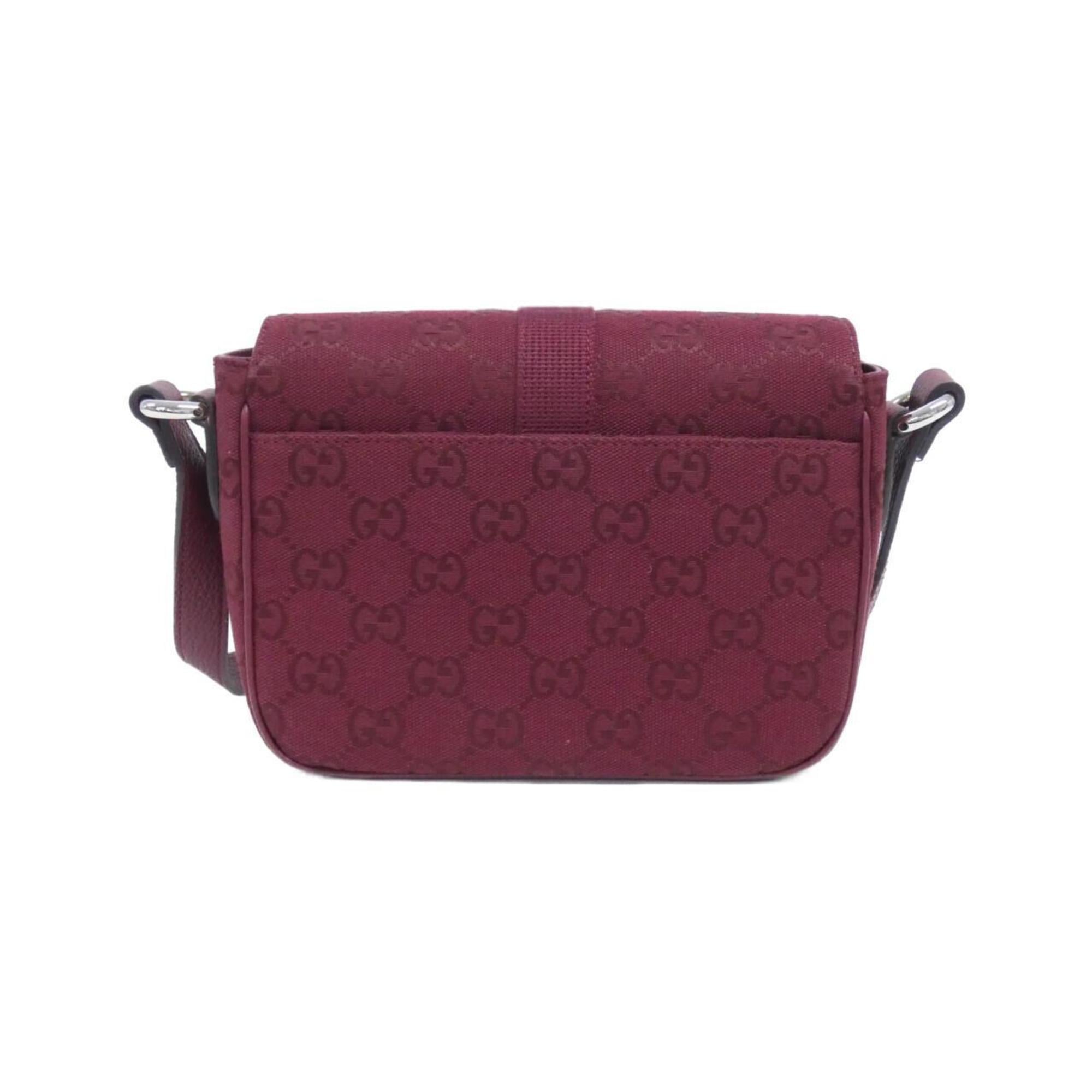 Gucci Red Color Gg Canvas Leather Shoulder Bag (Pre-Owned)