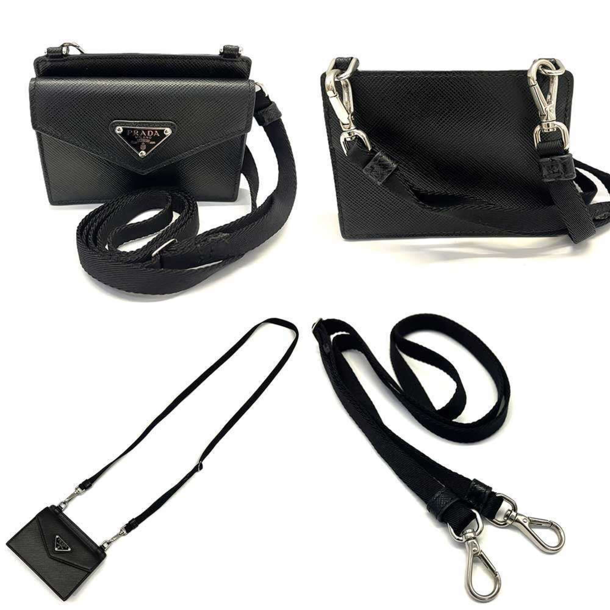 Prada Black Saffiano Triangle Shoulder Bag (Pre-Owned)