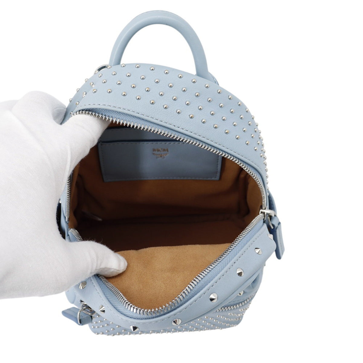 Mcm Light Blue Leather Backpack (Pre-Owned)
