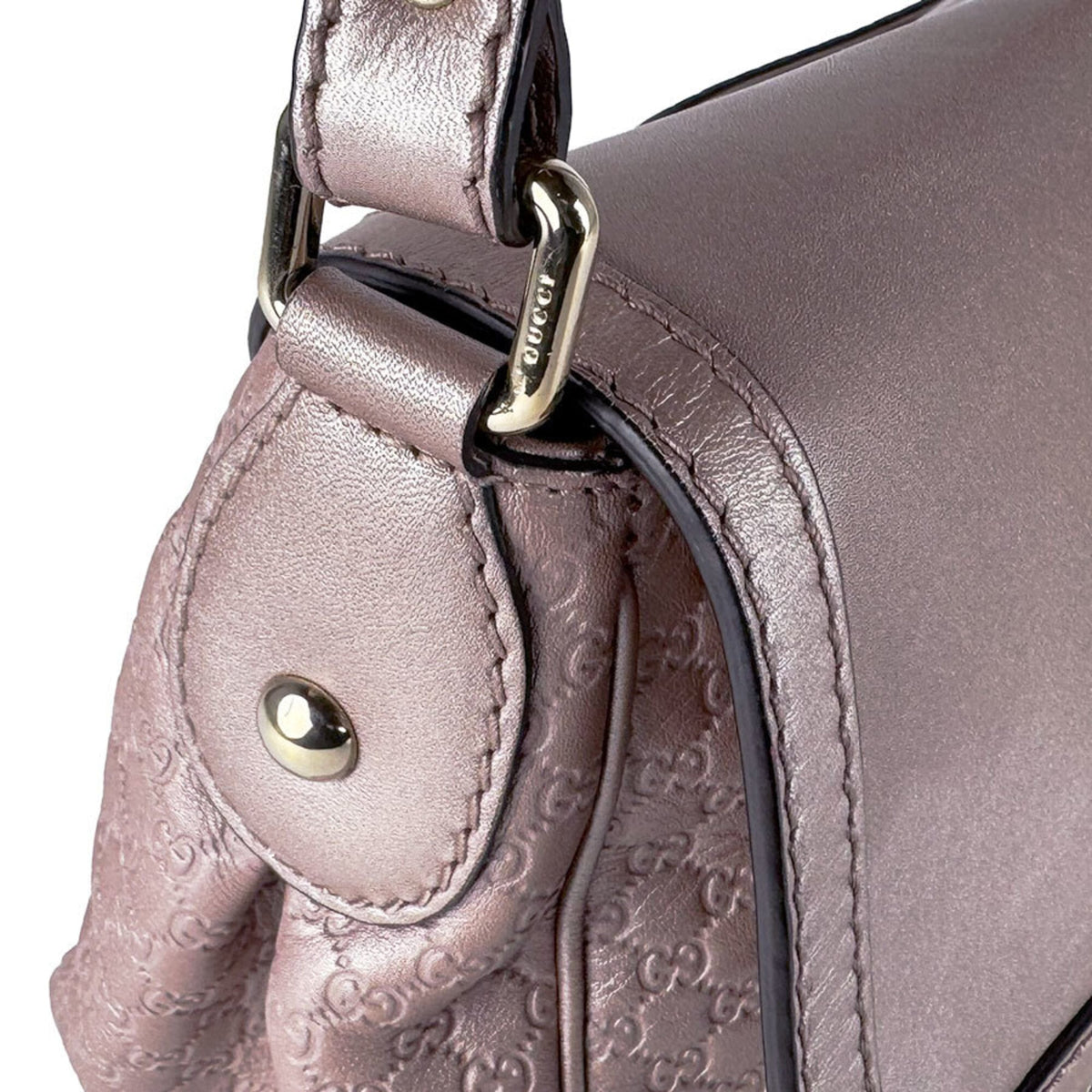 Gucci Metallic Beige Metallic Pink Pink Beige Leather Shoulder Bag (Pre-Owned)
