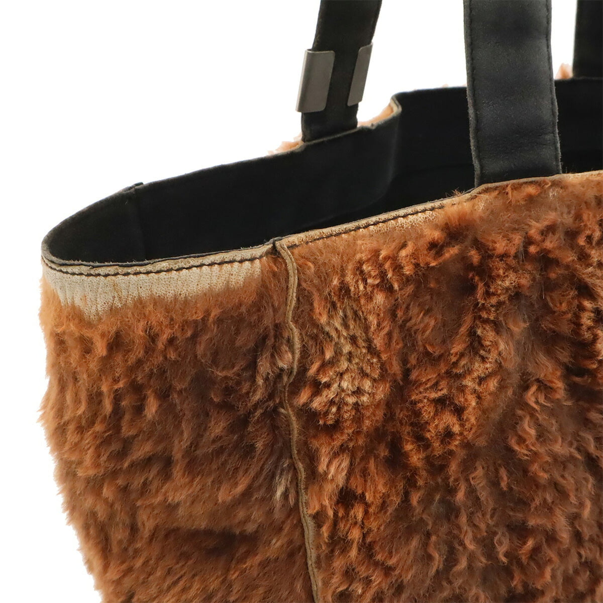 Chanel Black Brown Lapin Suede Handbag Tote Bag (Pre-Owned)