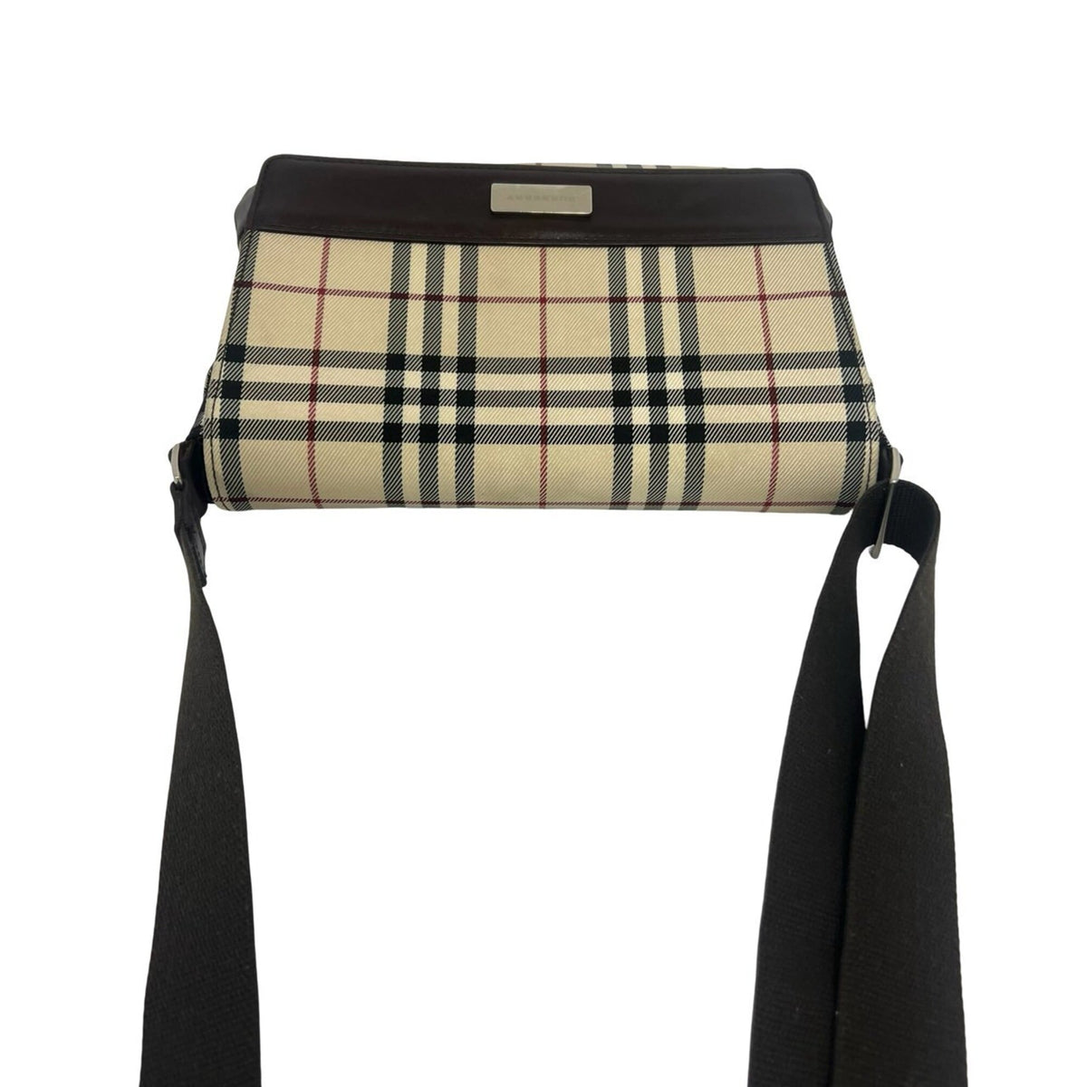 Burberry Beige Brown Canvas Leather Pochette Shoulder Bag (Pre-Owned)