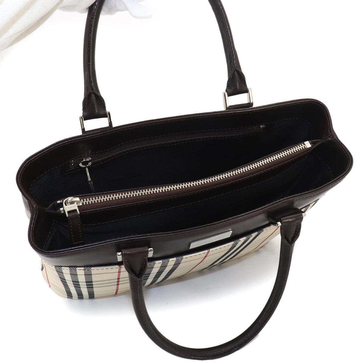 Burberry Beige Brown Canvas Leather Tote Bag (Pre-Owned)