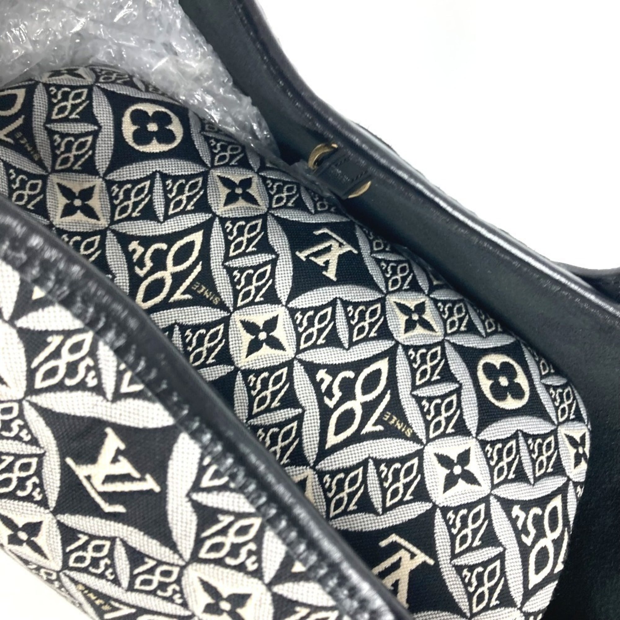Louis Vuitton Black White Jacquard Leather Shoulder Bag Tote Bag (Pre-Owned)