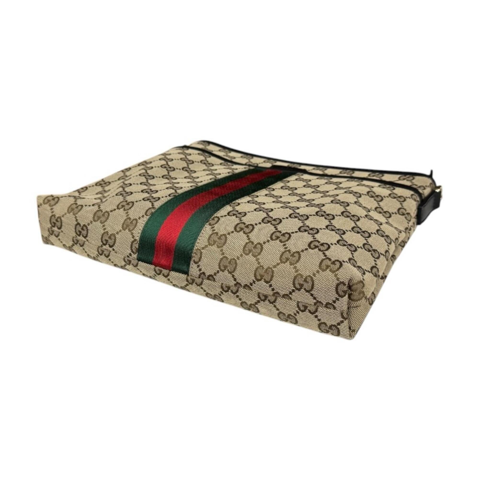Gucci Beige Brown Gg Canvas Shoulder Bag (Pre-Owned)
