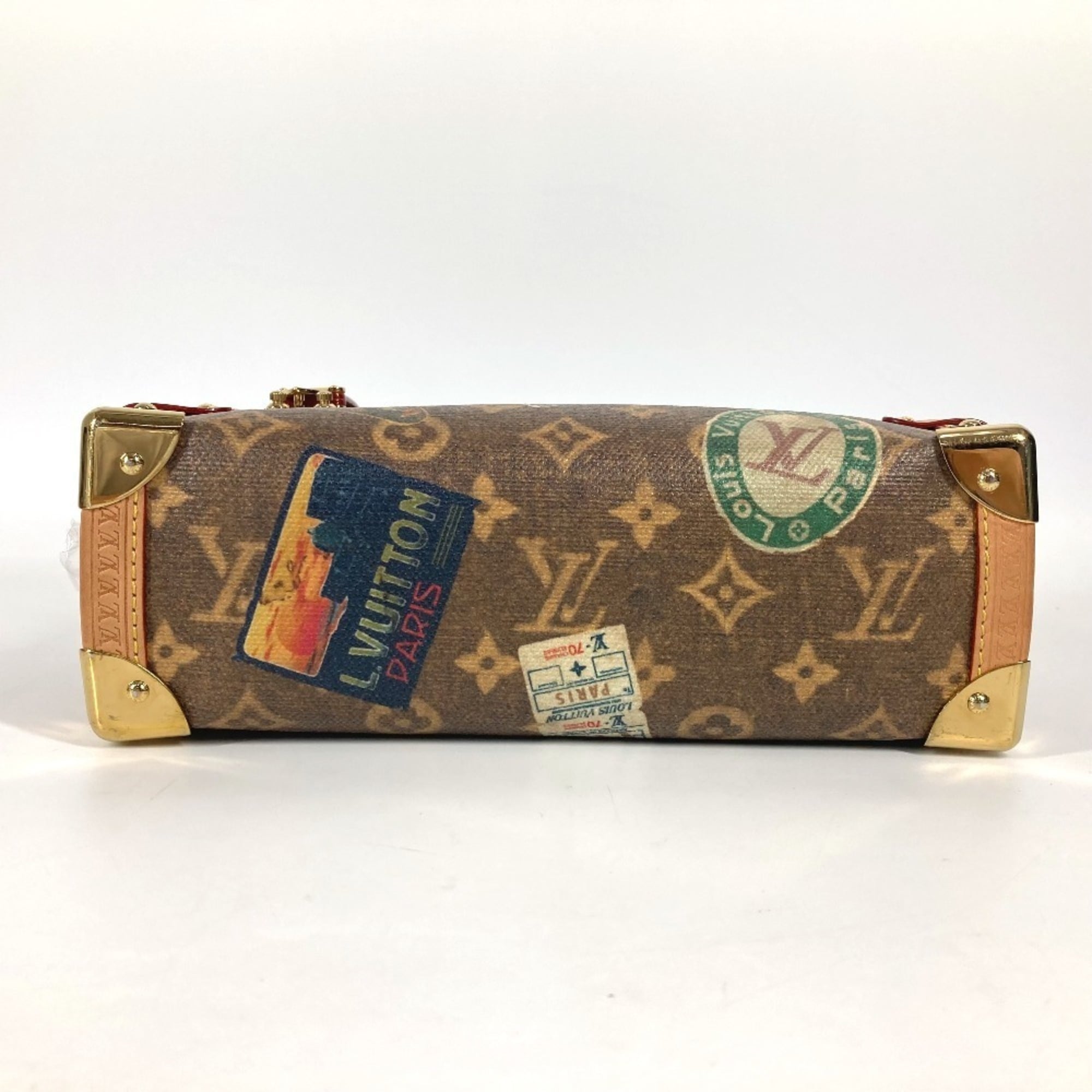 Louis Vuitton Brown Multi-Color Leather Coated Canvas Clutch Bag Handbag Shoulder Bag (Pre-Owned)