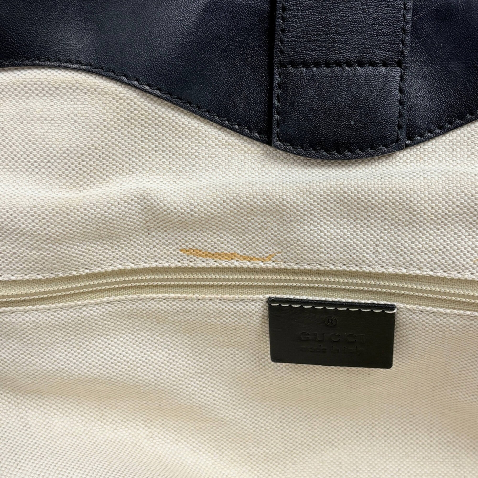 Gucci Beige Black Canvas Handbag Shoulder Bag (Pre-Owned)