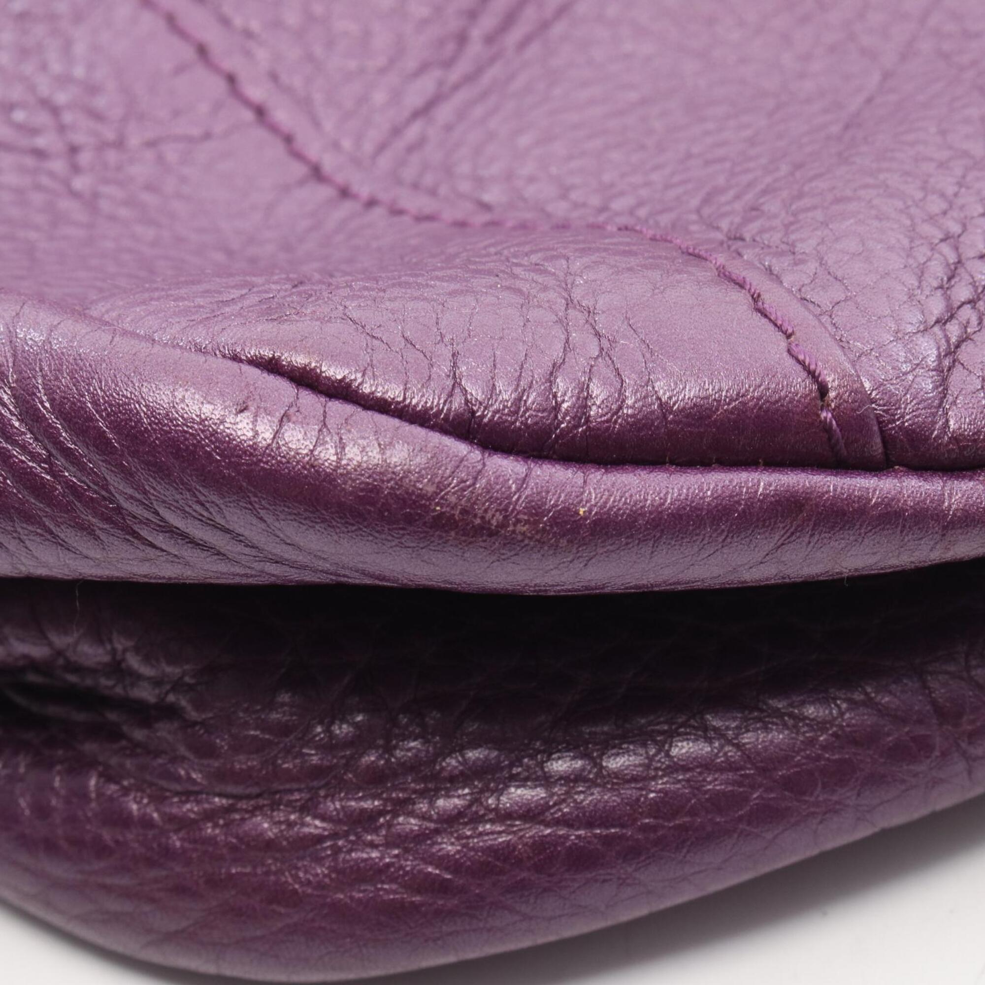 Gucci Purple Leather Handbag Tote Bag (Pre-Owned)