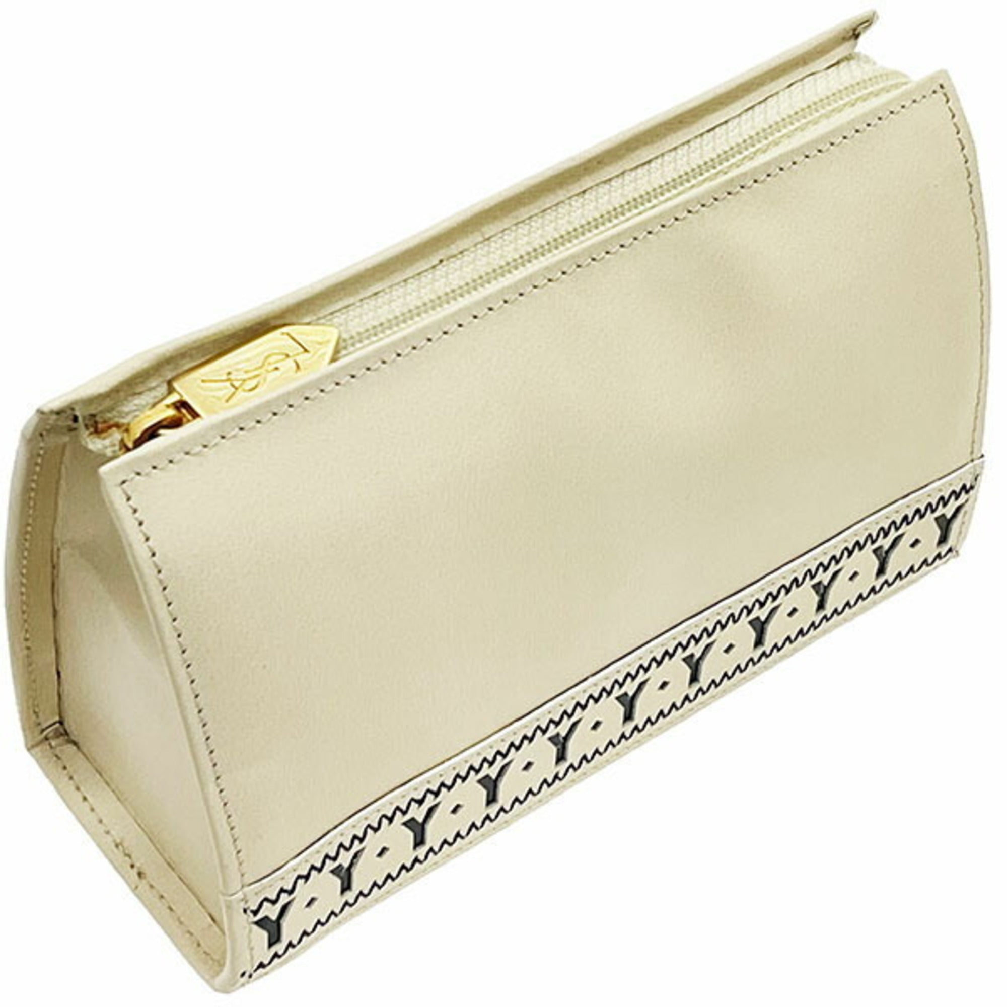 Yves Saint Laurent Cream Leather Pouch (Pre-Owned)