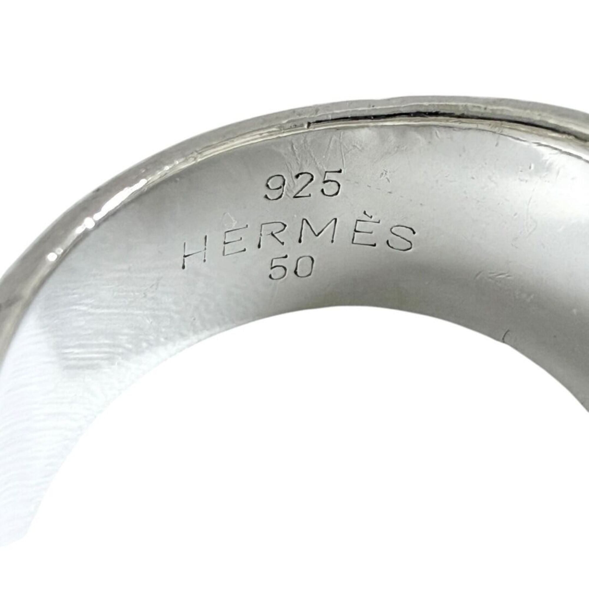 Hermes Silver Silver 925 Band Ring (Pre-Owned)