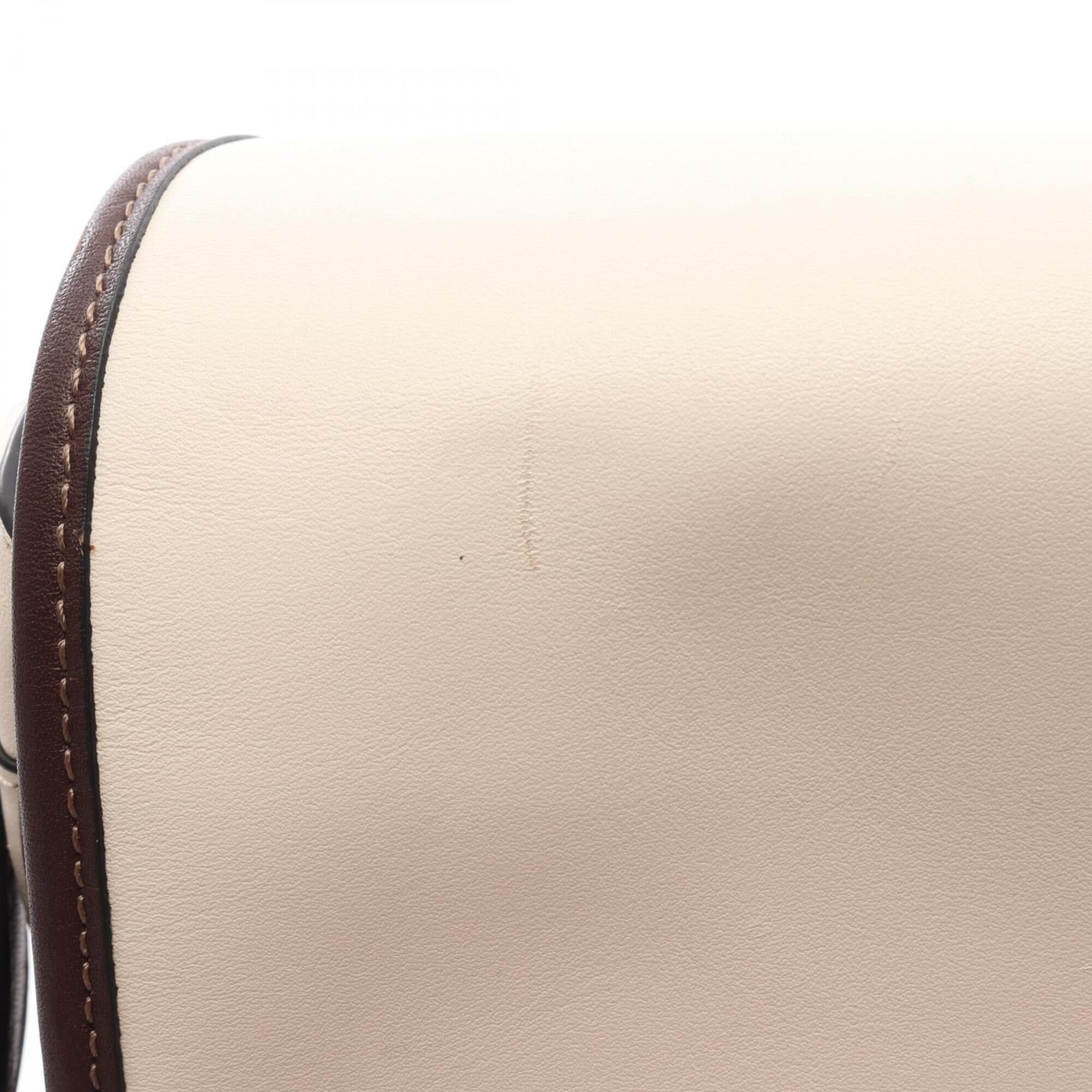 Coach Beige Brown White Leather Pvc Handbag Shoulder Bag (Pre-Owned)
