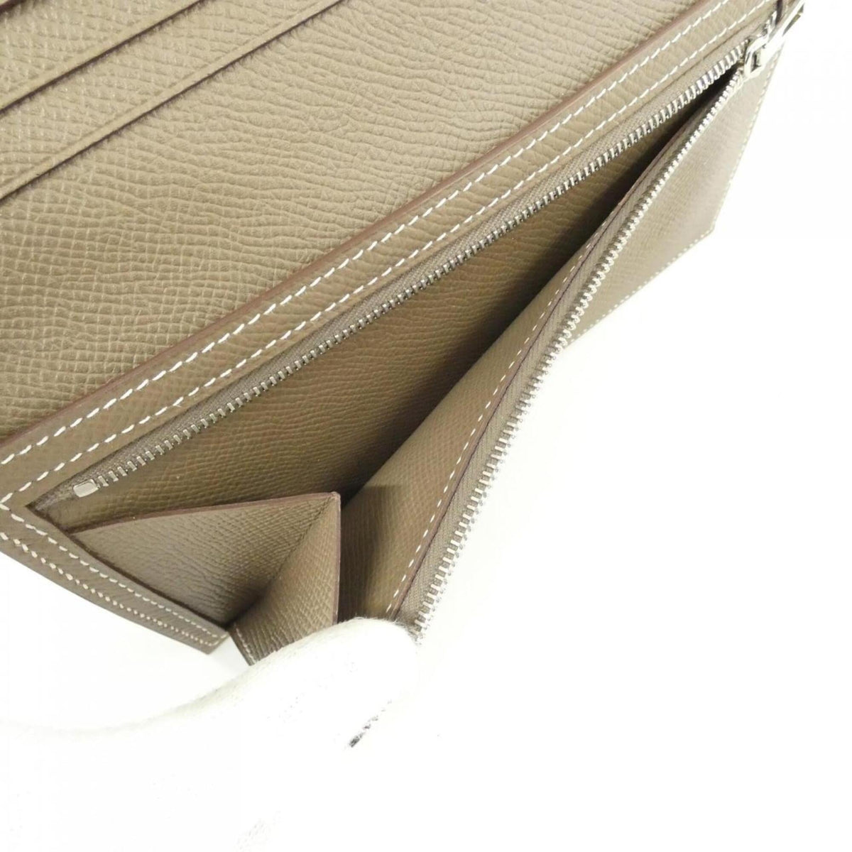 Hermes Bearn Etoupe Gray Epsom Leather Long Wallet (Bi-Fold) (Pre-Owned)