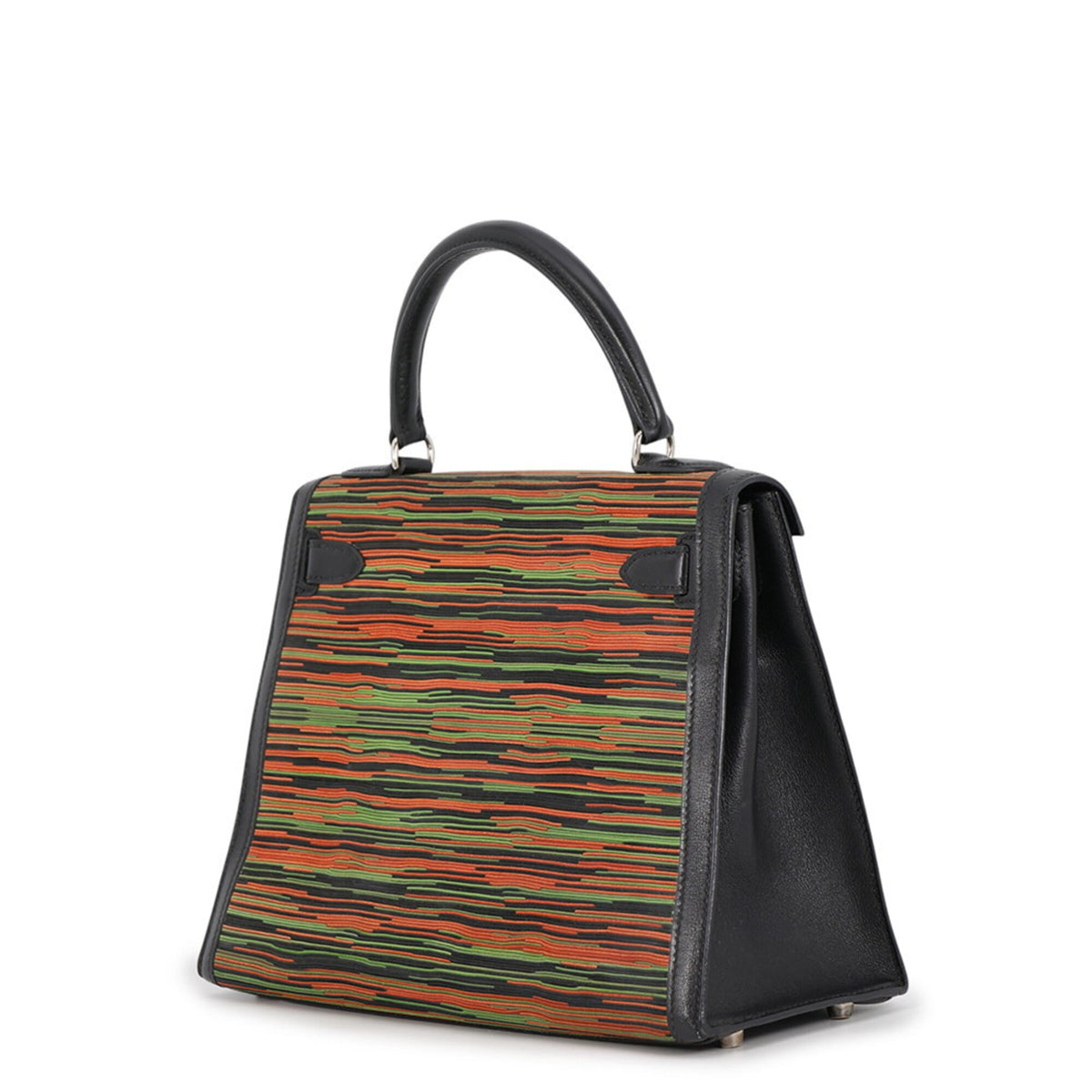 Hermes Black Green Orange Gulliver Leather Leather Handbag (Pre-Owned)