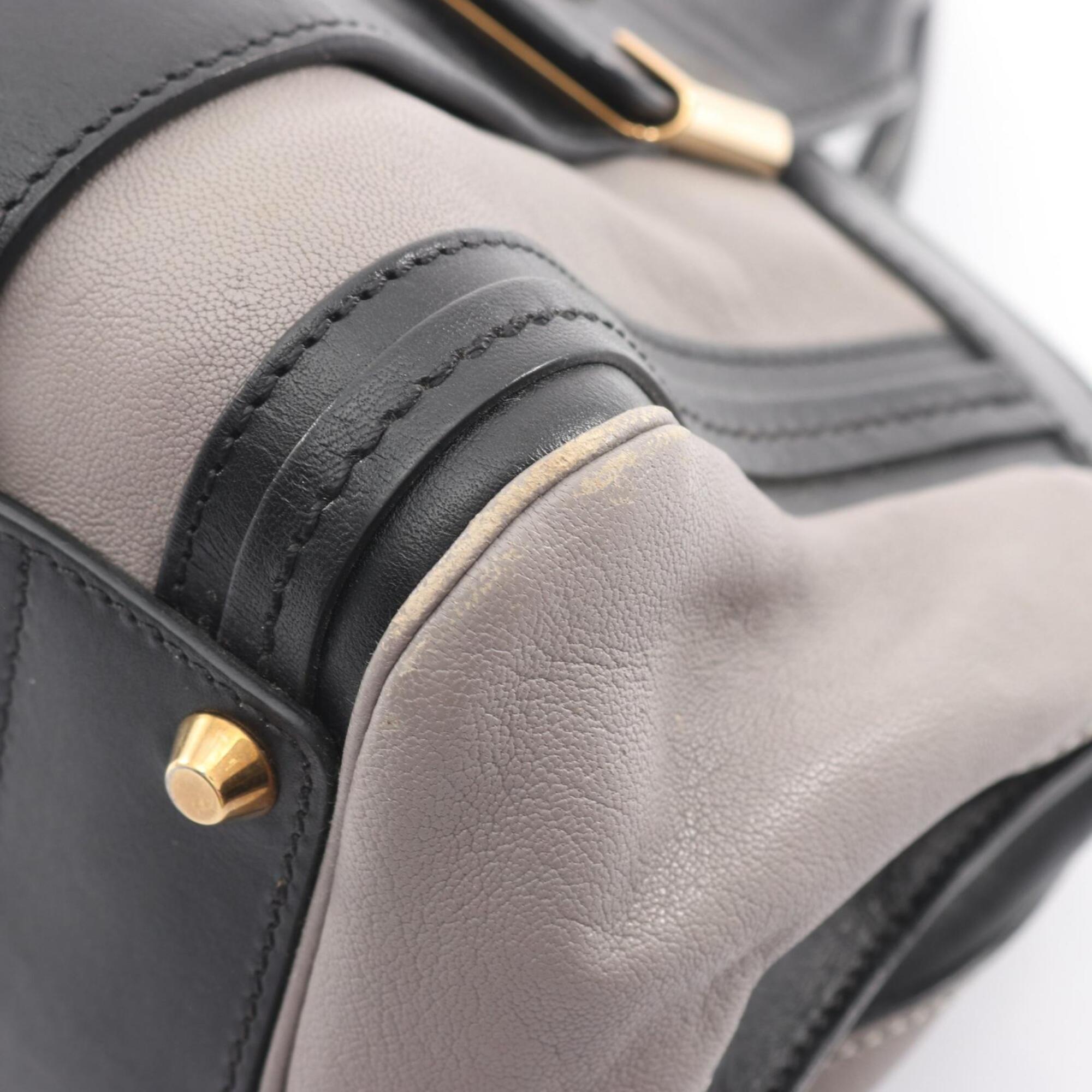 Chloé Black Gray Leather Handbag (Pre-Owned)