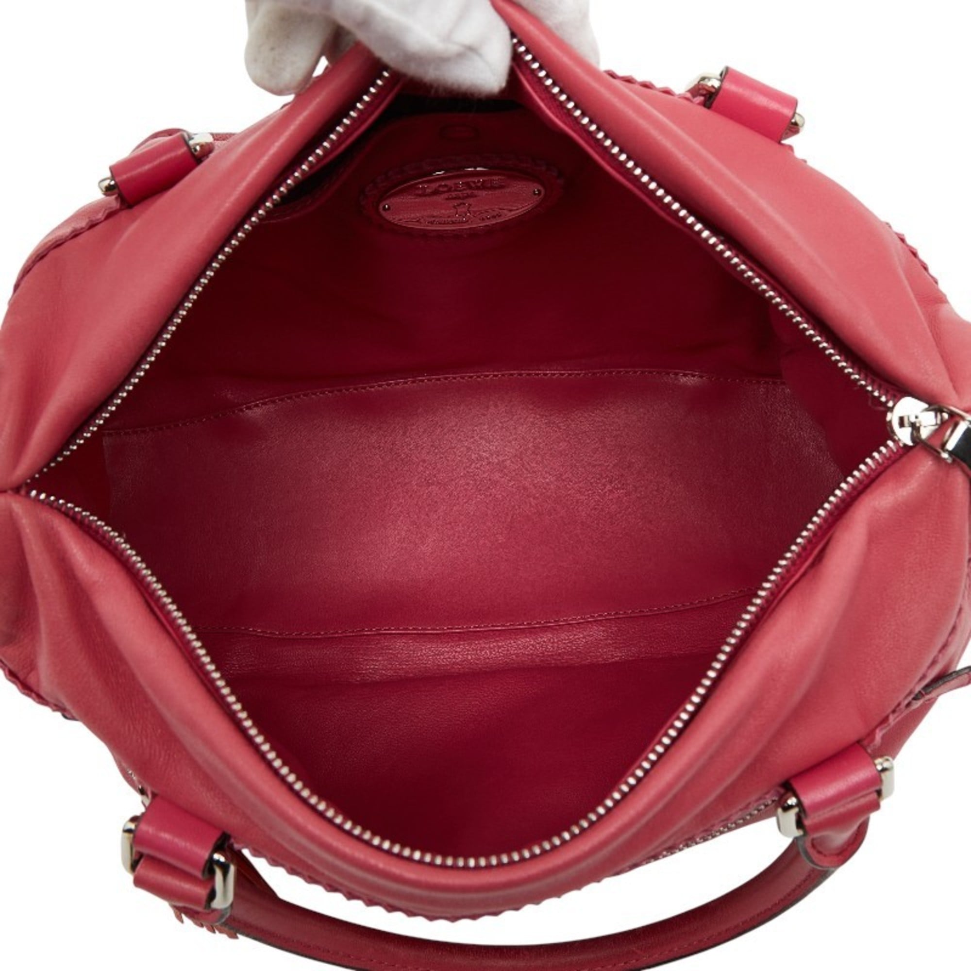Loewe Pink Red Red Color Leather Handbag Shoulder Bag (Pre-Owned)