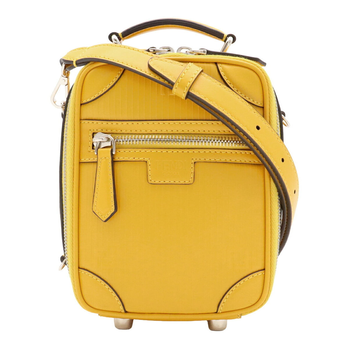 Fendi Yellow Leather Handbag Shoulder Bag (Pre-Owned)
