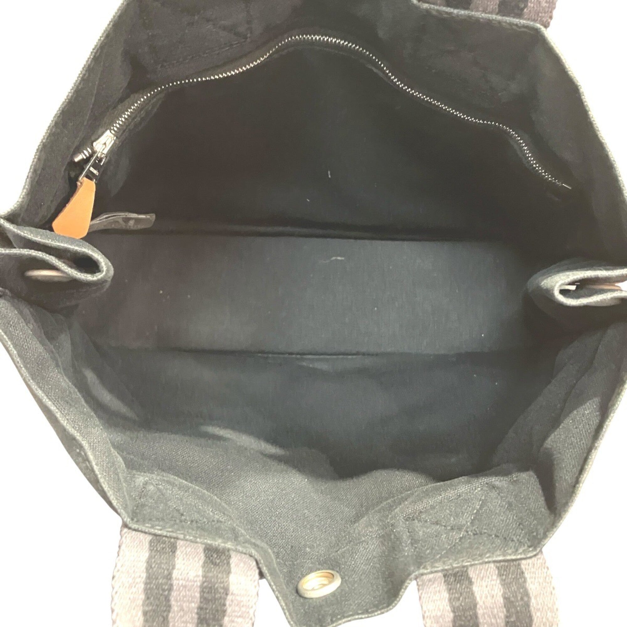 Hermes Fourre Tout Black Gray Canvas Tote Bag (Pre-Owned)