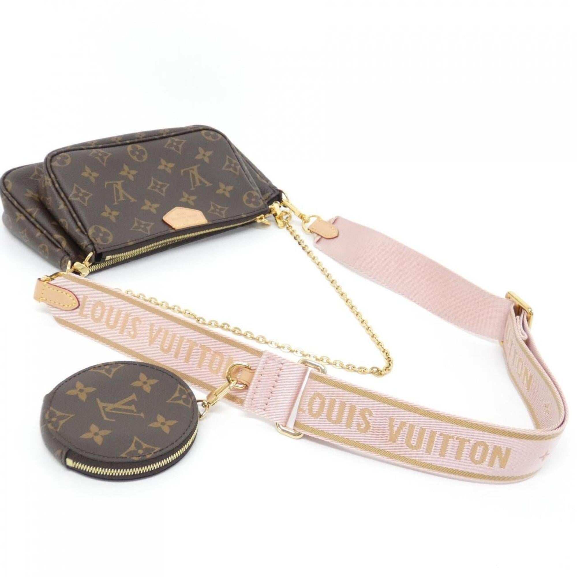 Louis Vuitton Marron Rose Clair Coated Canvas Pochette Pouch Shoulder Bag (Pre-Owned)