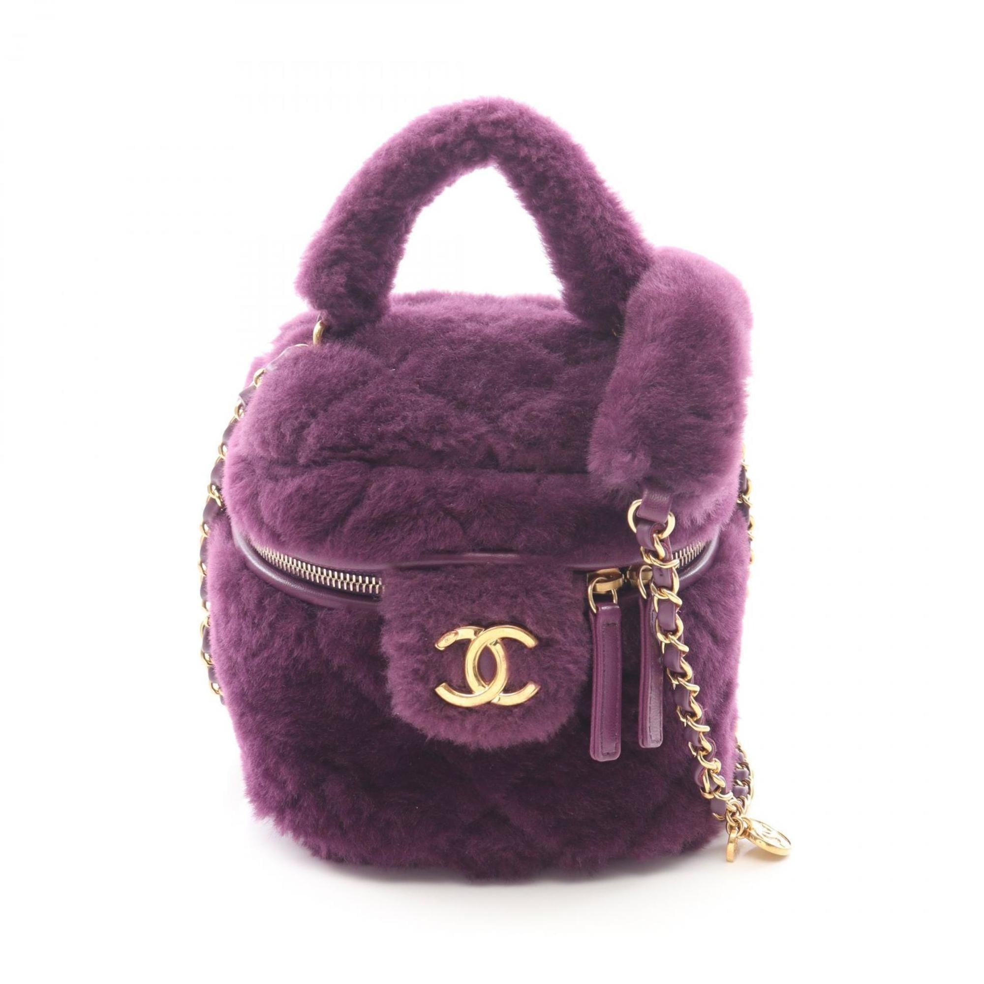 Chanel Purple Leather Handbag Shoulder Bag (Pre-Owned)
