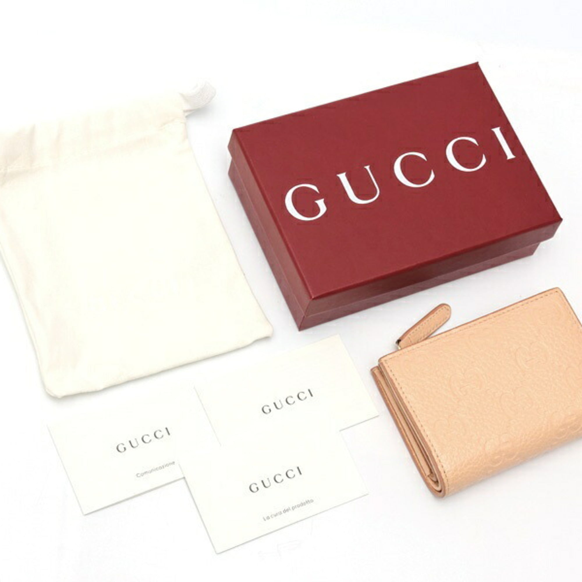 Gucci Pink Beige Gg Leather Wallet (Bi-Fold) (Pre-Owned)