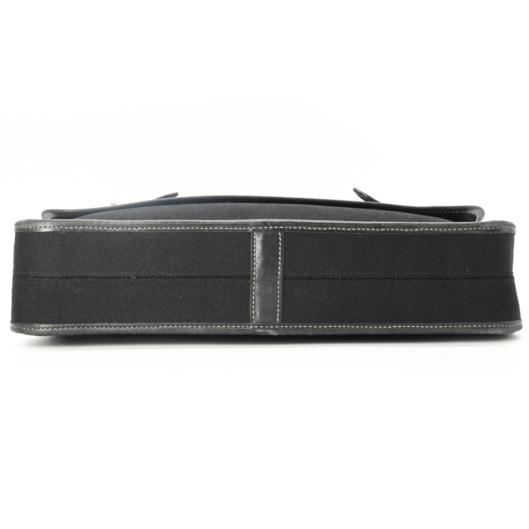 Hermes Black Toile H Leather Shoulder Bag (Pre-Owned)