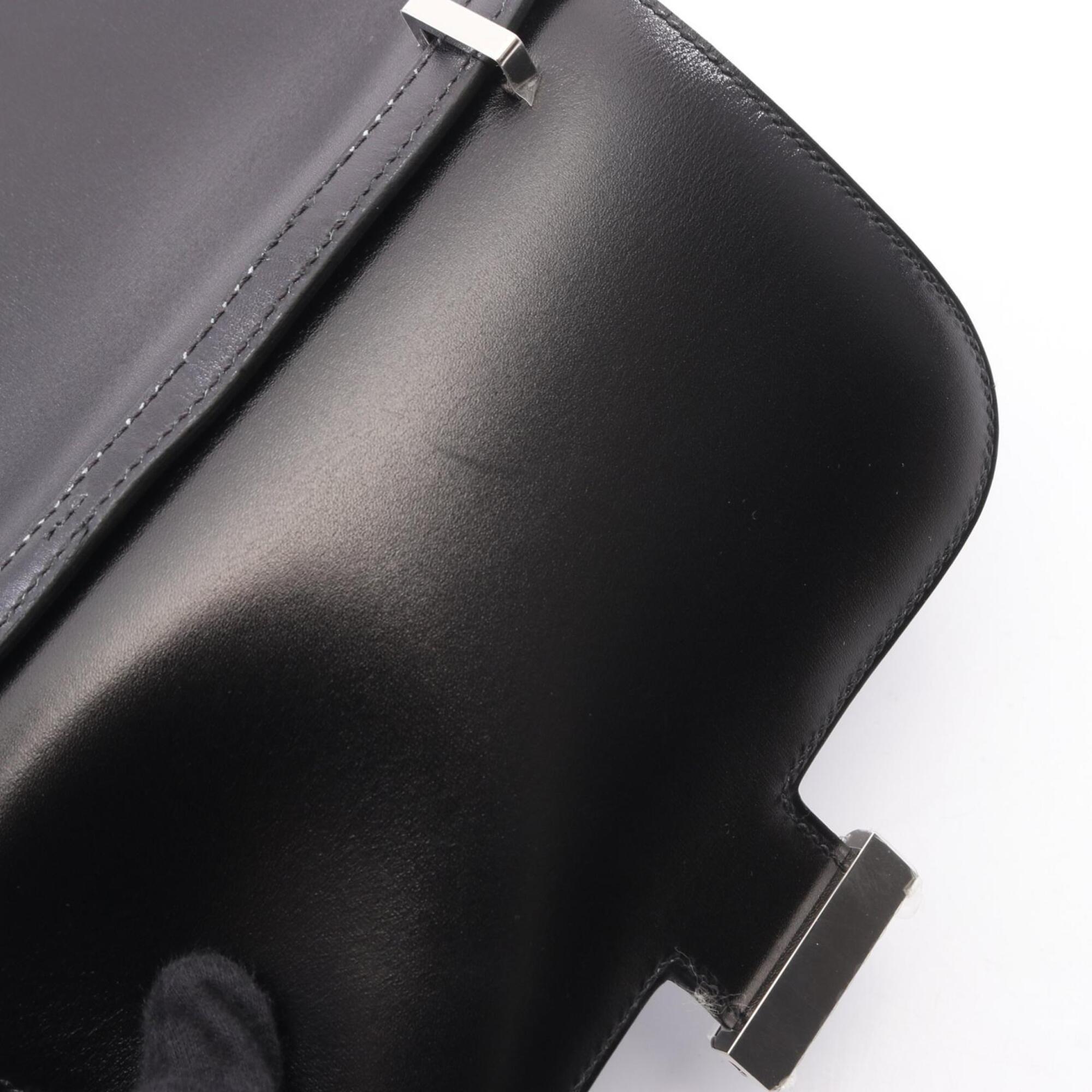 Hermes Black Box Calf Leather Leather Handbag Shoulder Bag (Pre-Owned)