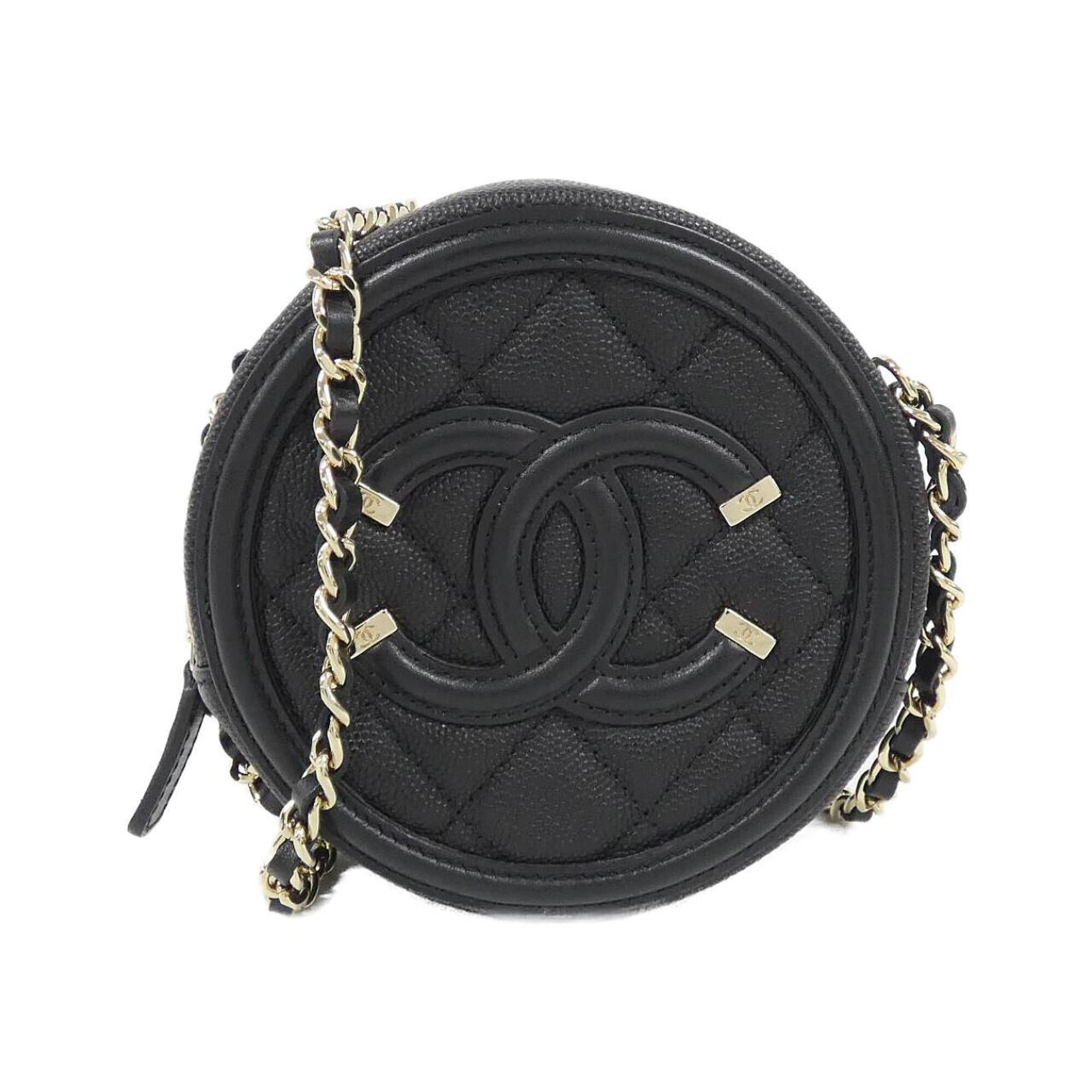 Chanel Black Grained Calfskin Shoulder Bag (Pre-Owned)