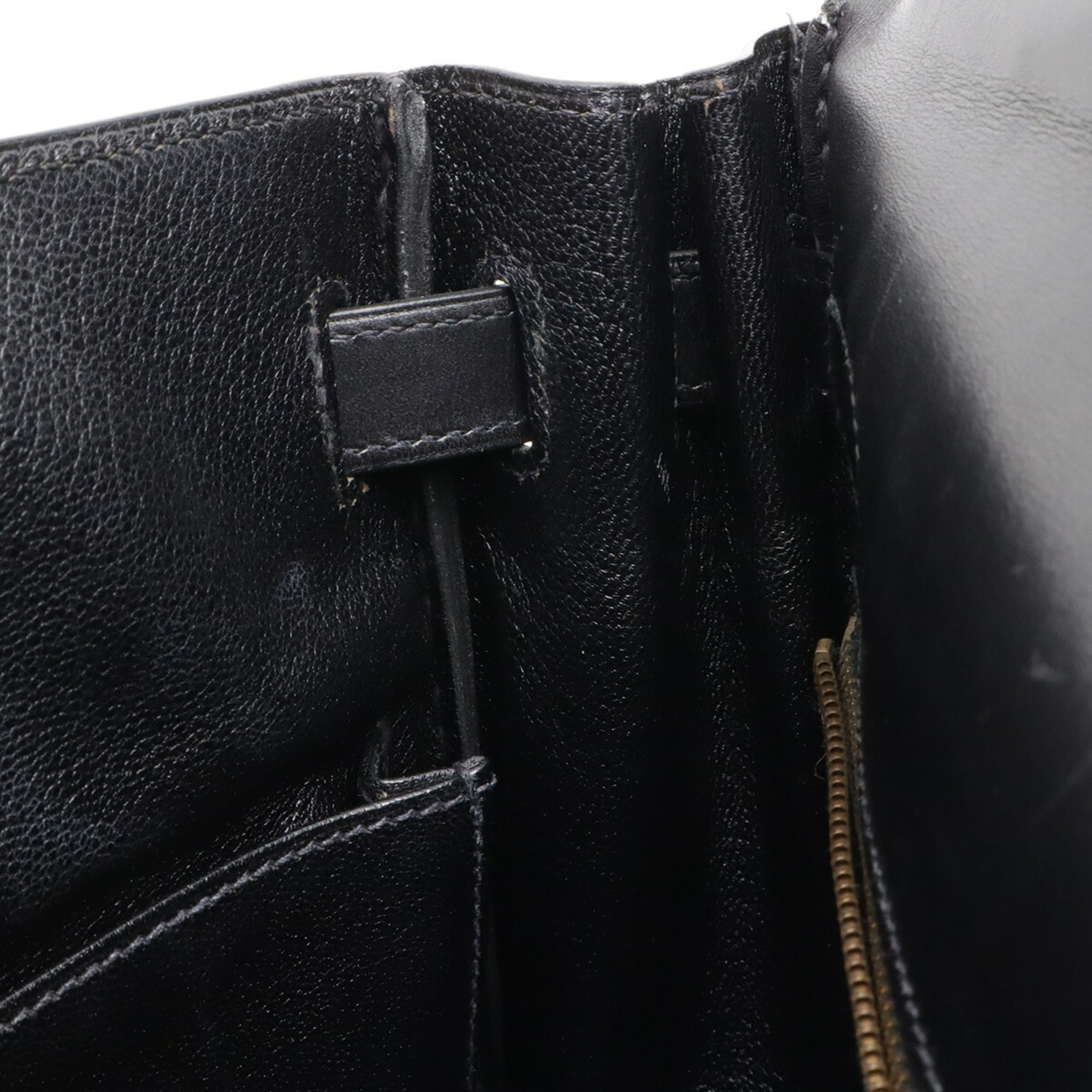 Hermes Black Box Calf Leather Handbag Shoulder Bag (Pre-Owned)