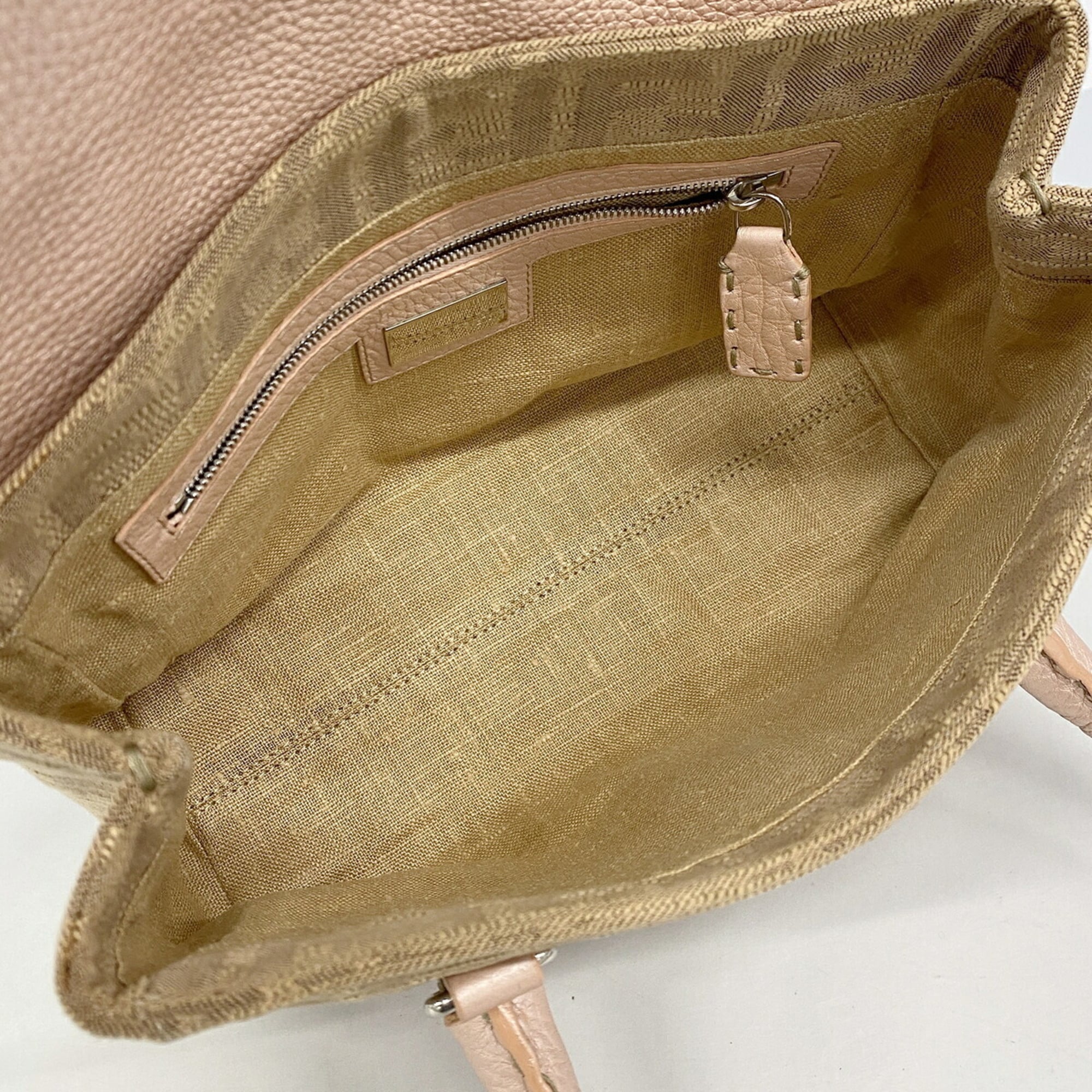 Fendi Brown Pink Canvas Handbag (Pre-Owned)