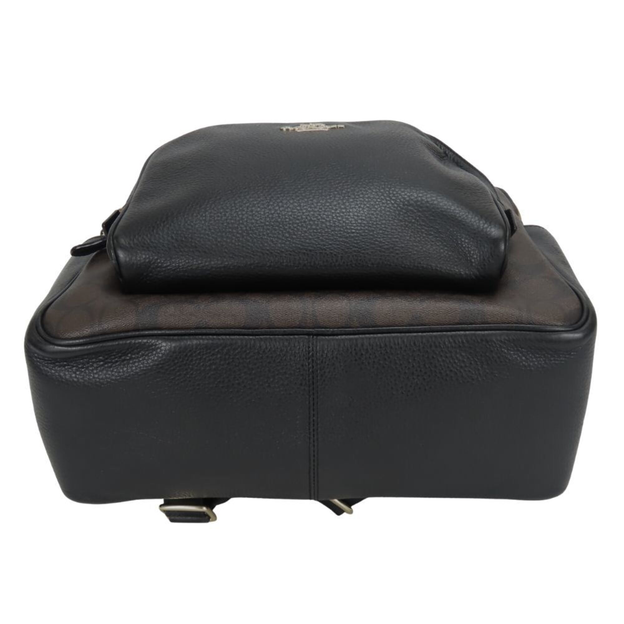 Coach Signature Black Dark Brown Pvc Leather Backpack (Pre-Owned)
