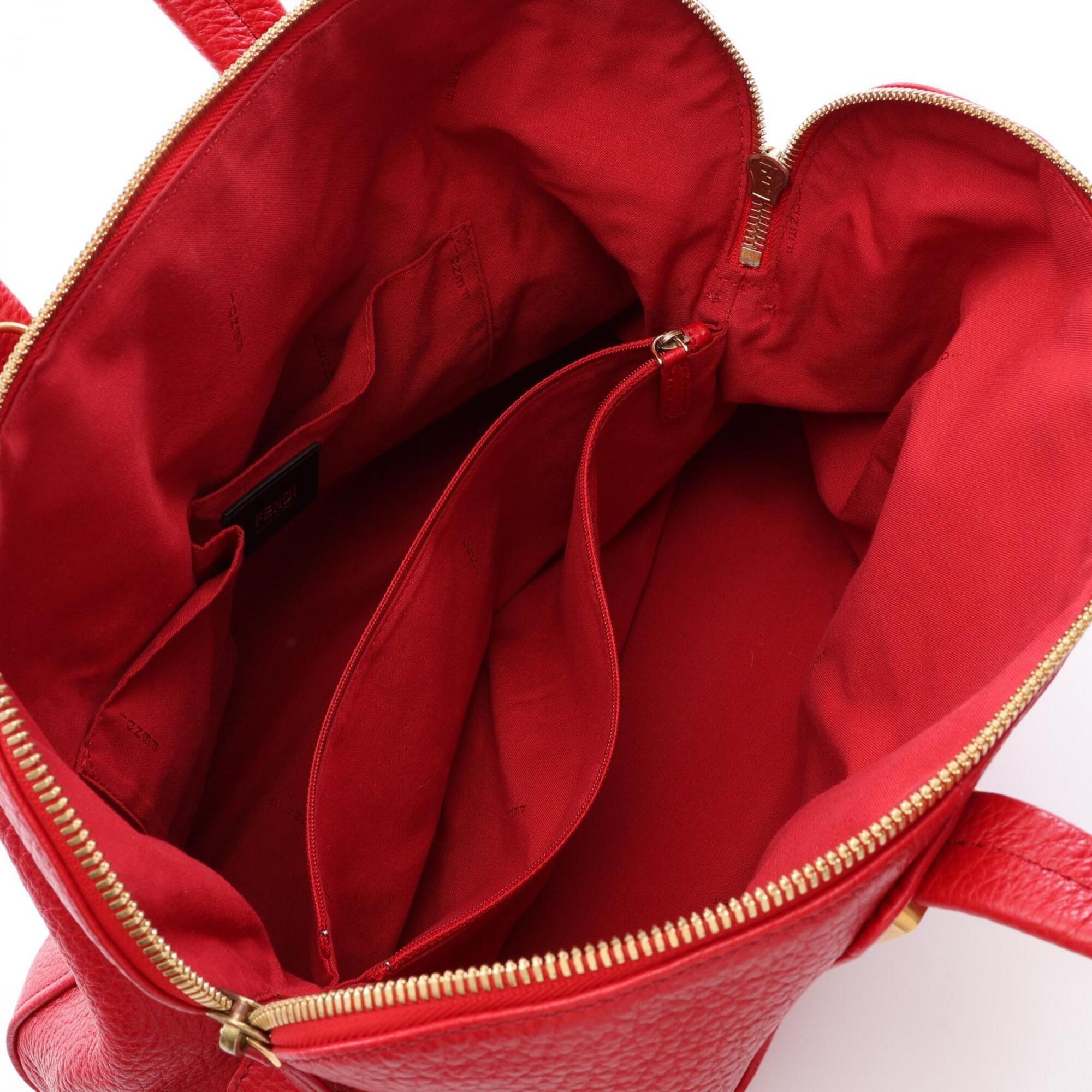 Fendi Red Color Leather Handbag (Pre-Owned)