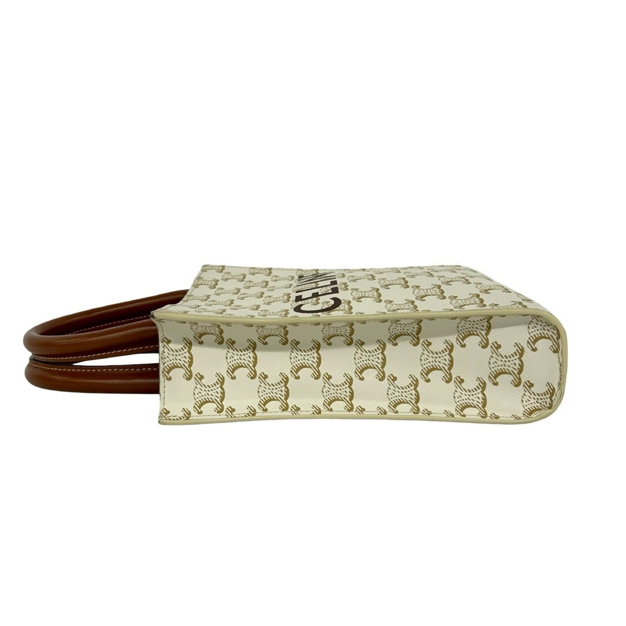 Celine Brown White Pvc Leather Handbag Shoulder Bag Tote Bag (Pre-Owned)