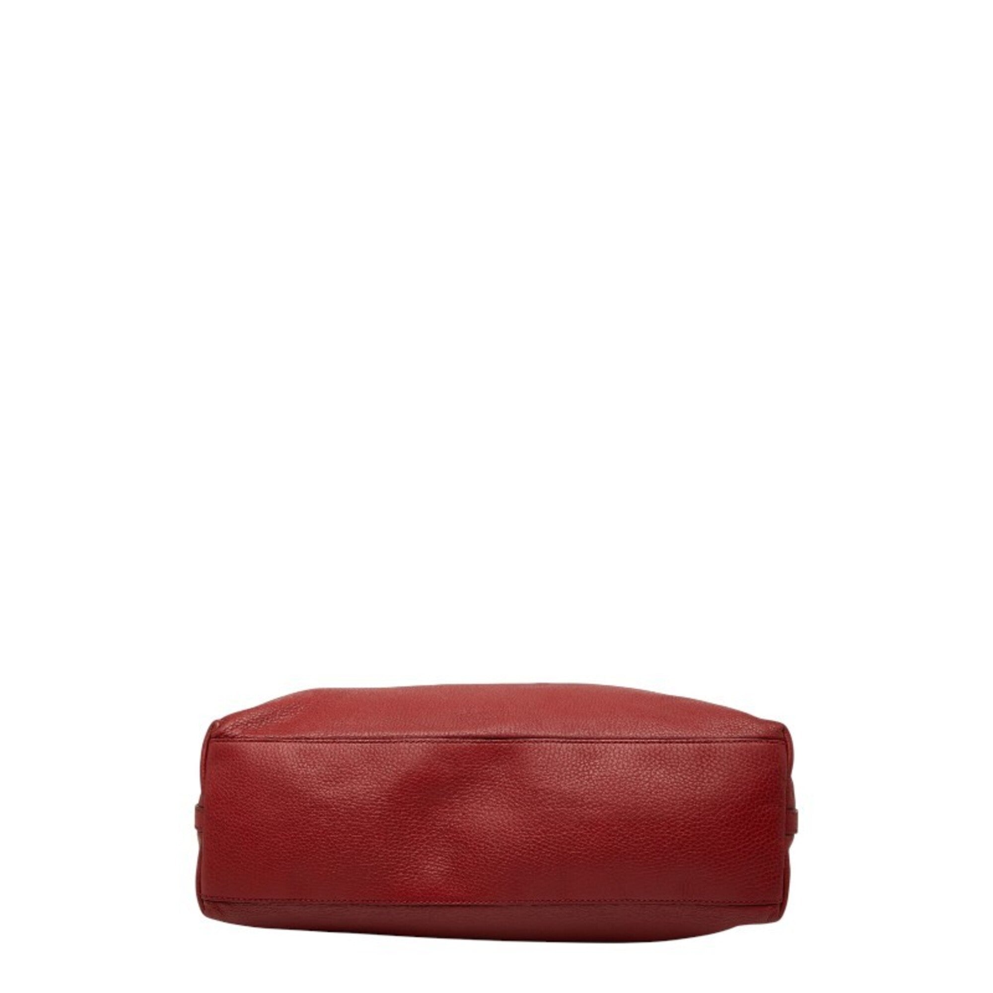 Gucci Red Color Leather Shoulder Bag Tote Bag (Pre-Owned)