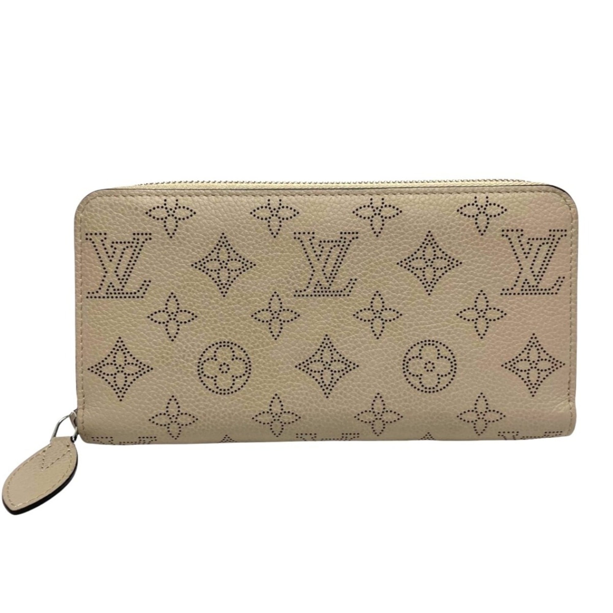 Louis Vuitton Mahina Beige Leather Long Wallet (Bi-Fold) (Pre-Owned)