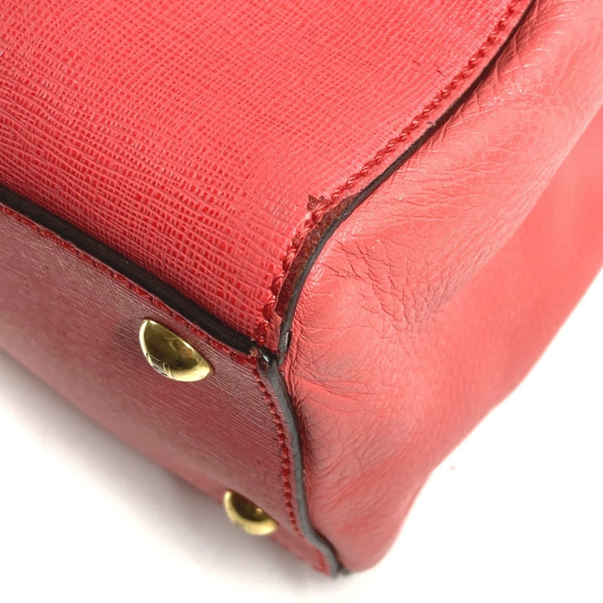 Fendi Pink Leather Handbag Shoulder Bag (Pre-Owned)