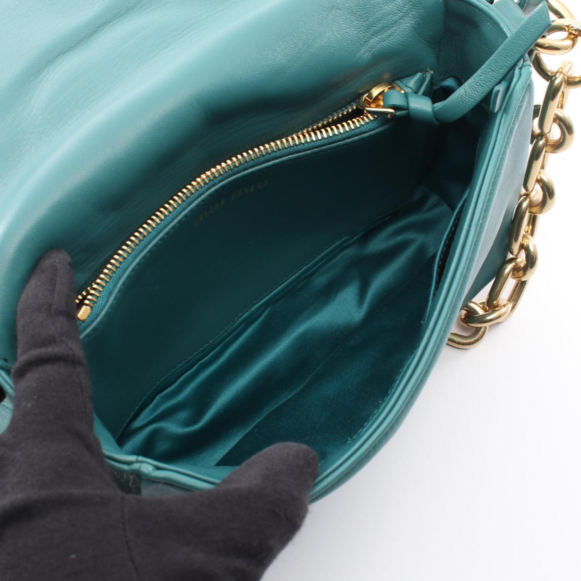 Miu Miu Green Leather Handbag Shoulder Bag (Pre-Owned)