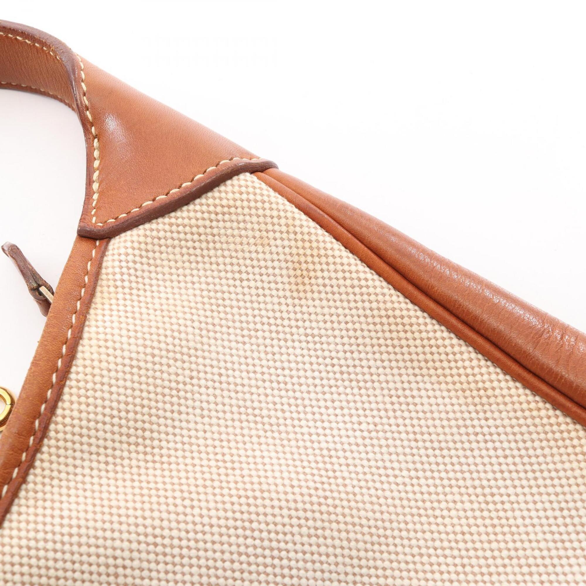 Hermes Beige Brown Toile H Leather Handbag Shoulder Bag (Pre-Owned)