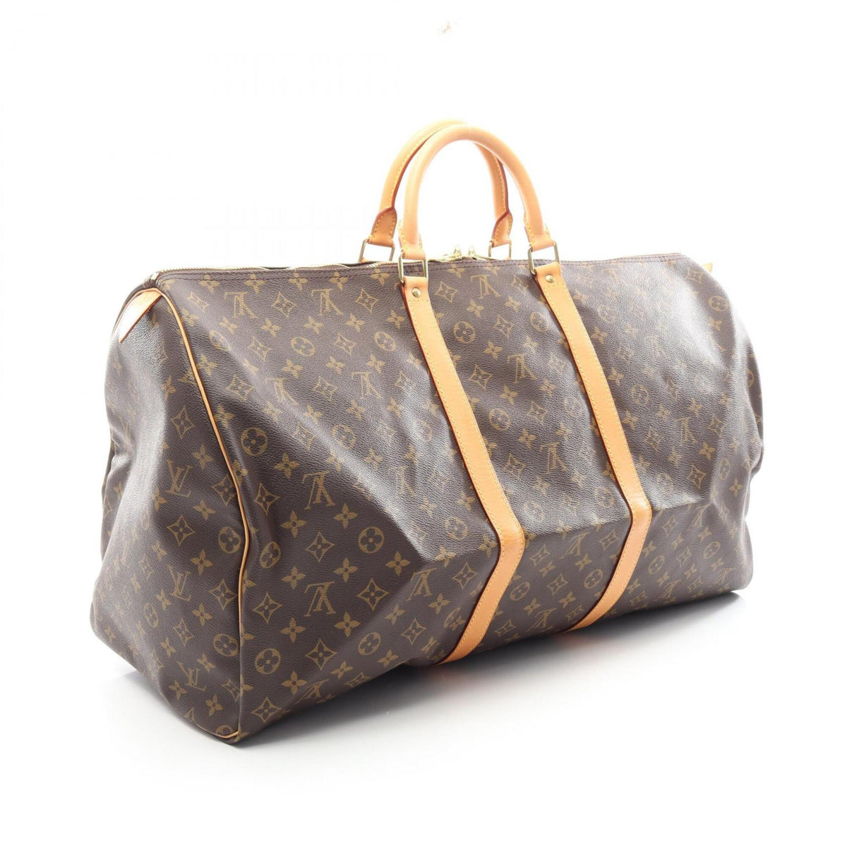 Louis Vuitton Brown Coated Canvas Monogram Leather Boston Bag Handbag (Pre-Owned)