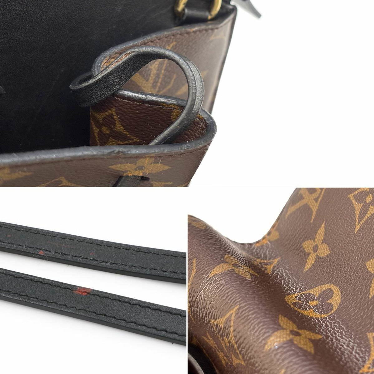 Louis Vuitton Black Brown Monogram Monogram Canvas Leather Handbag Shoulder Bag (Pre-Owned)