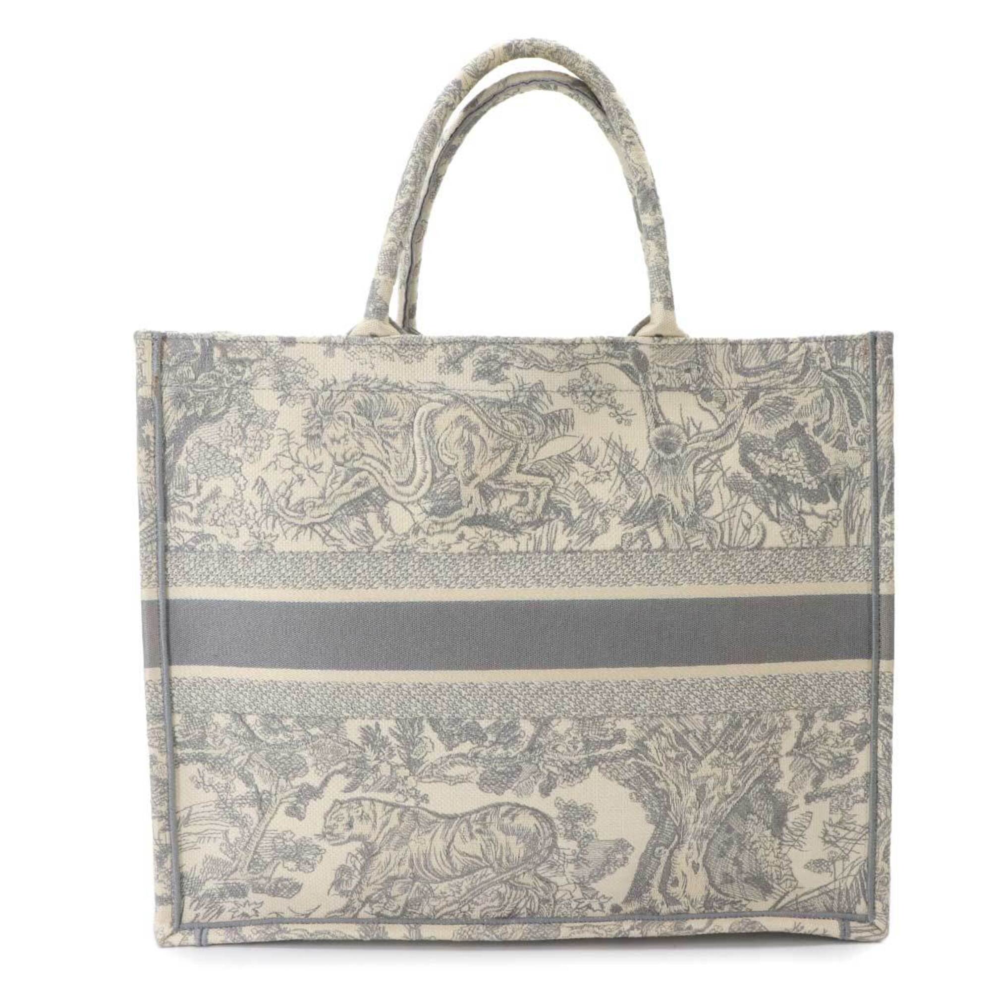 Christian Dior Gray White Canvas Handbag Tote Bag (Pre-Owned)