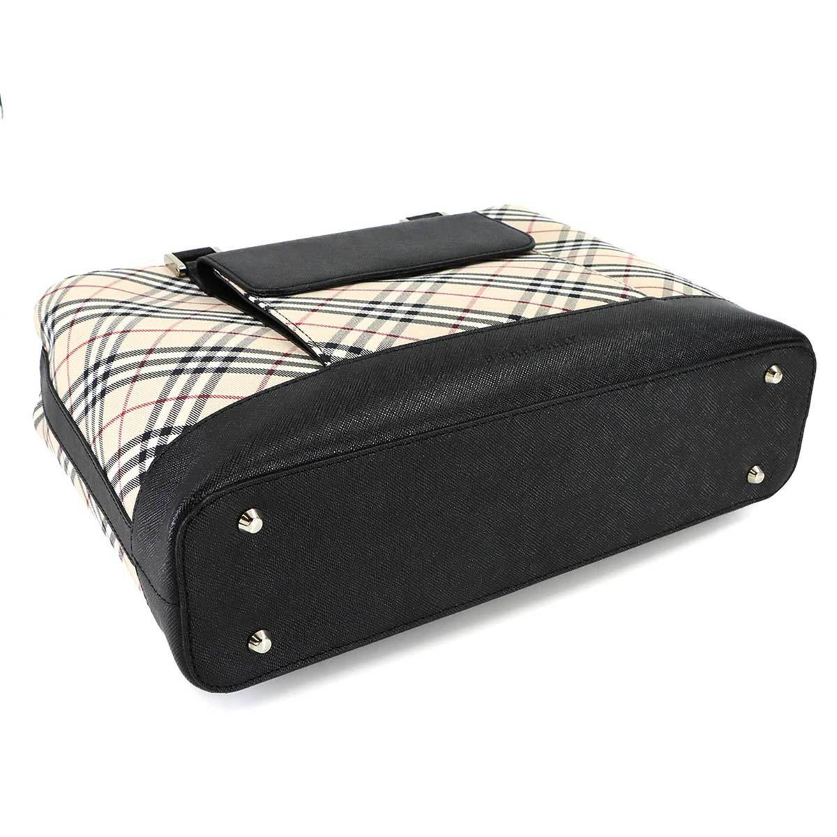 Burberry Beige Black Canvas Handbag (Pre-Owned)
