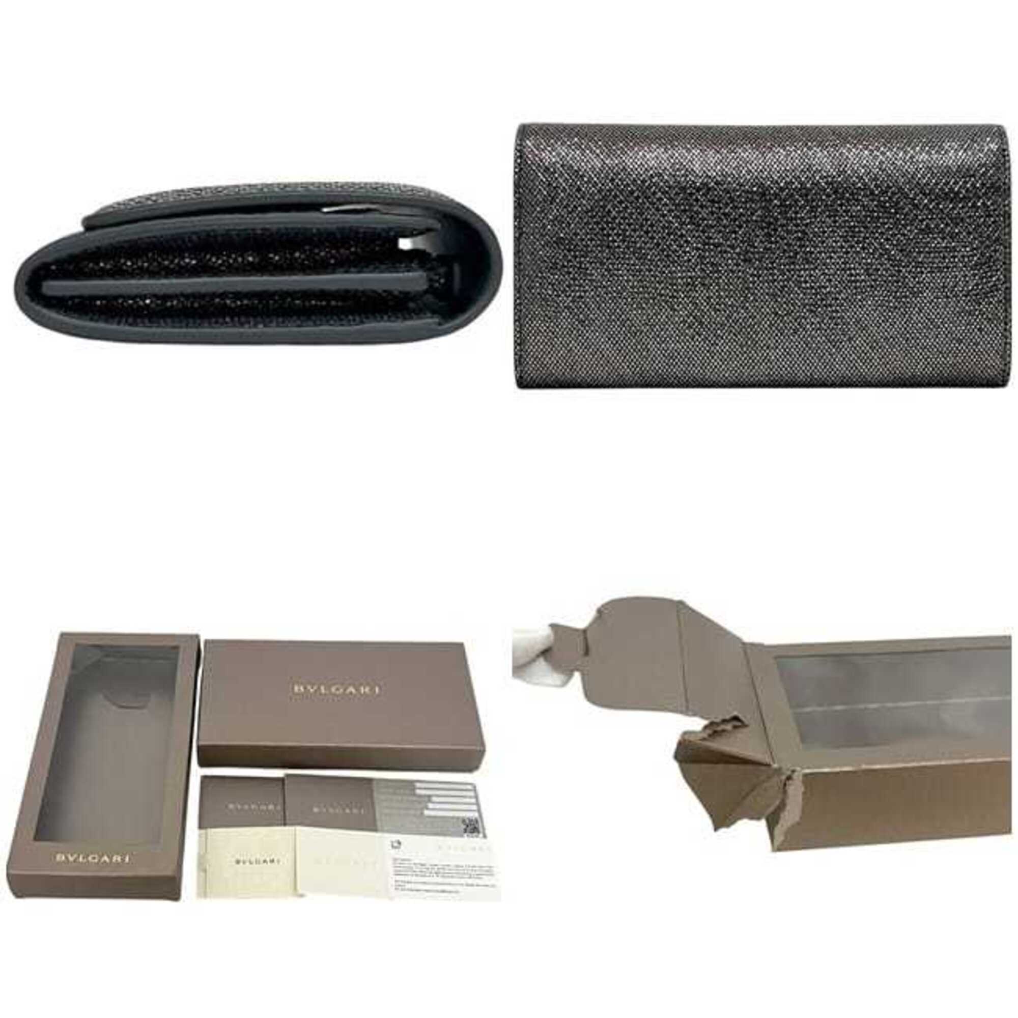 Bvlgari Bvlgari Bvlgari Silver Leather Long Wallet (Bi-Fold) (Pre-Owned)