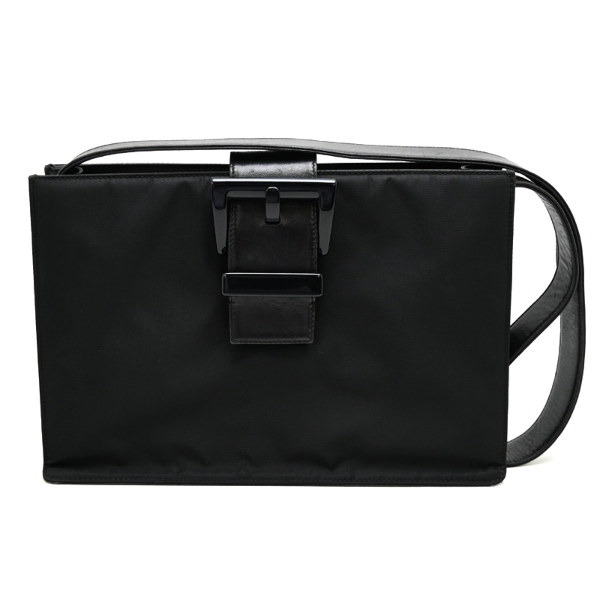 Prada Black Nylon Leather Shoulder Bag (Pre-Owned)
