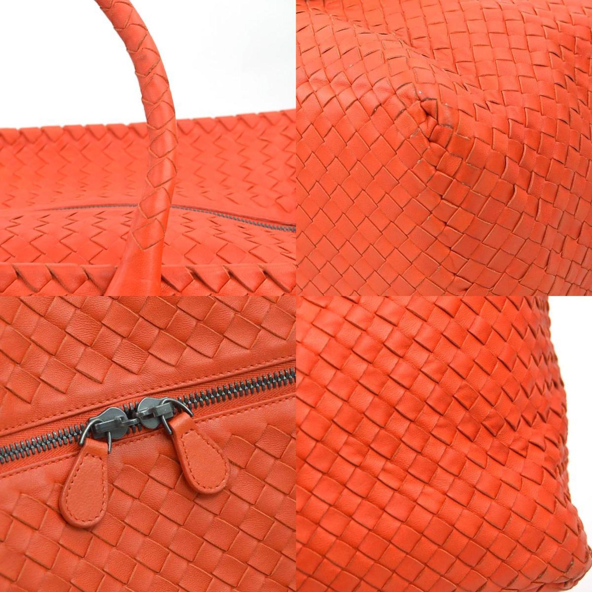 Bottega Veneta Orange Red Leather Handbag (Pre-Owned)
