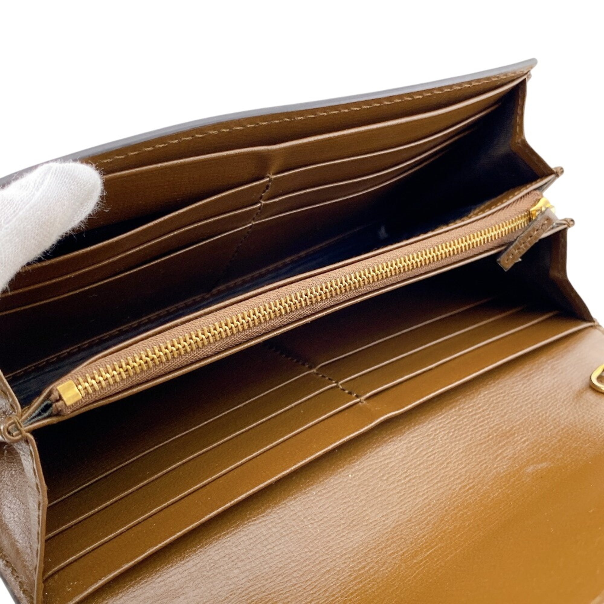 Gucci Brown Leather Long Wallet (Bi-Fold) (Pre-Owned)