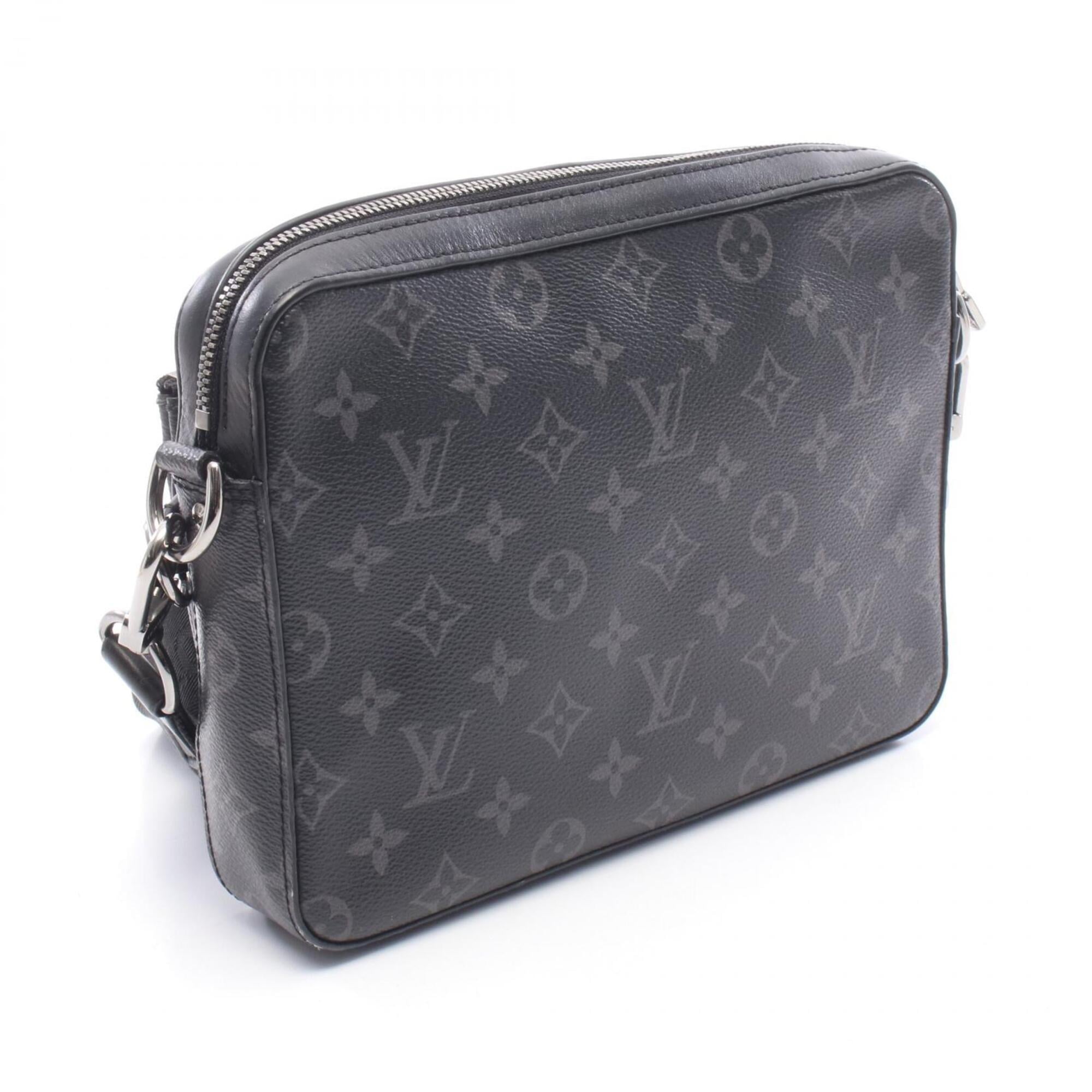 Louis Vuitton Black Gray Coated Canvas Leather Handbag Shoulder Bag (Pre-Owned)