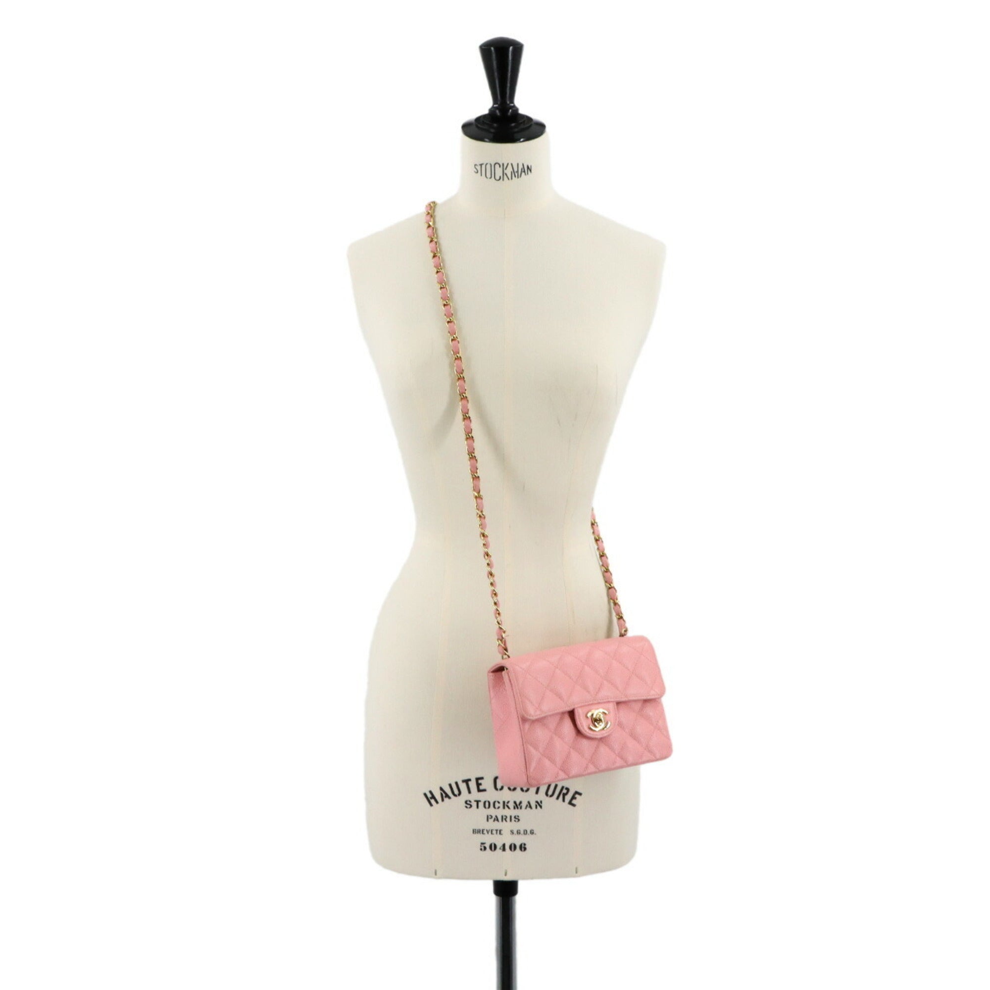 Chanel Pink Grained Calfskin Handbag Shoulder Bag (Pre-Owned)